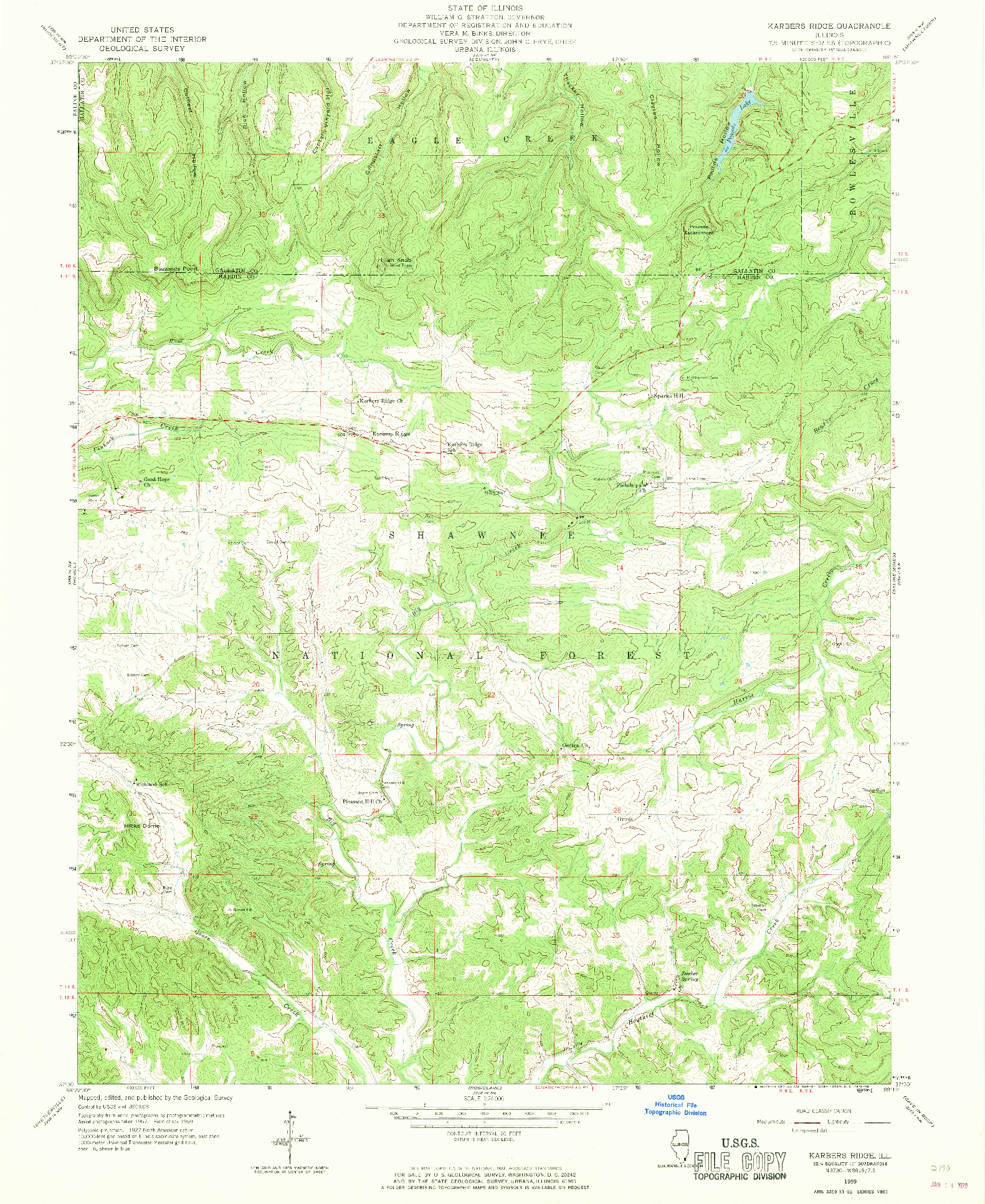 USGS 1:24000-SCALE QUADRANGLE FOR KARBERS RIDGE, IL 1959