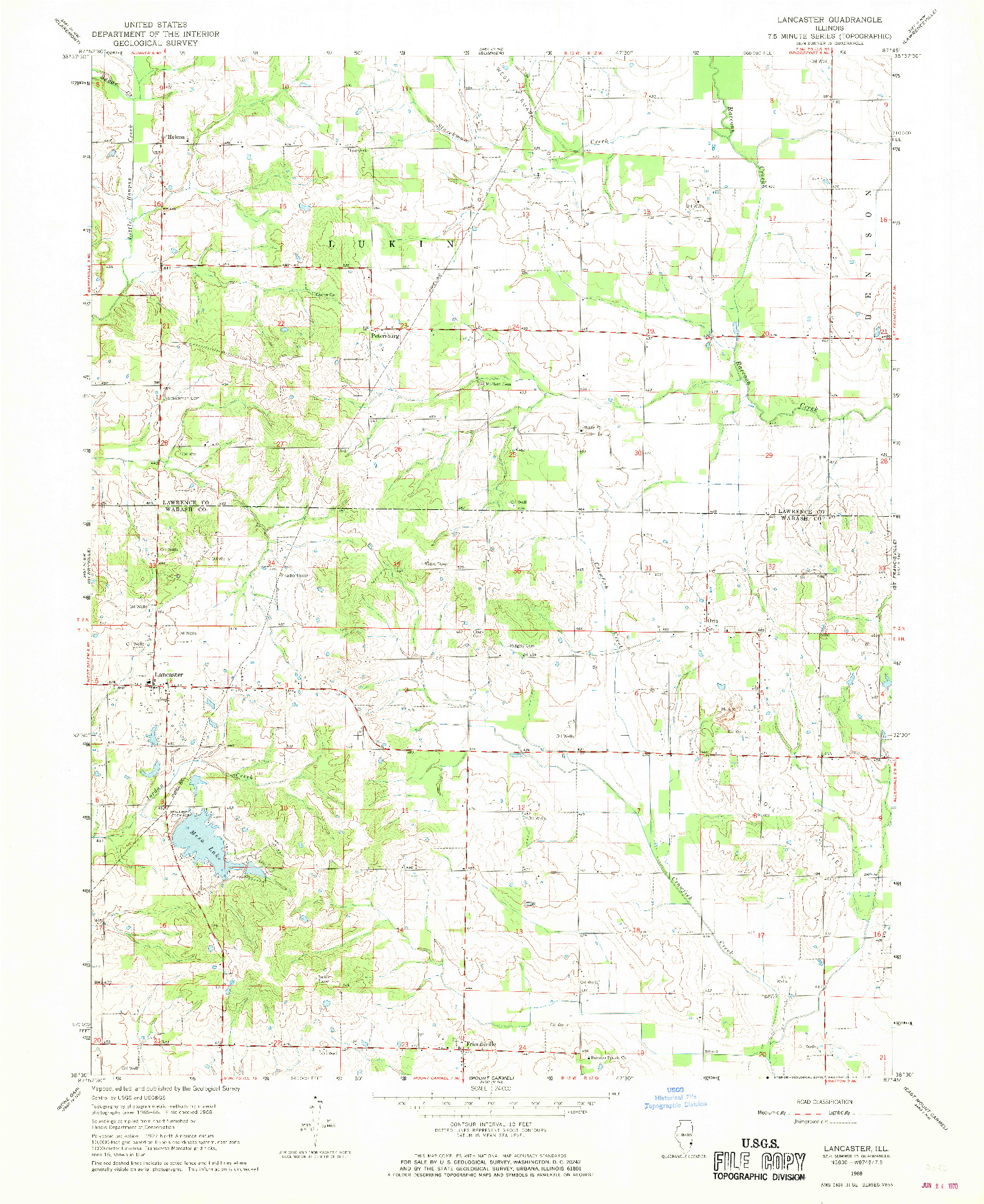 USGS 1:24000-SCALE QUADRANGLE FOR LANCASTER, IL 1968