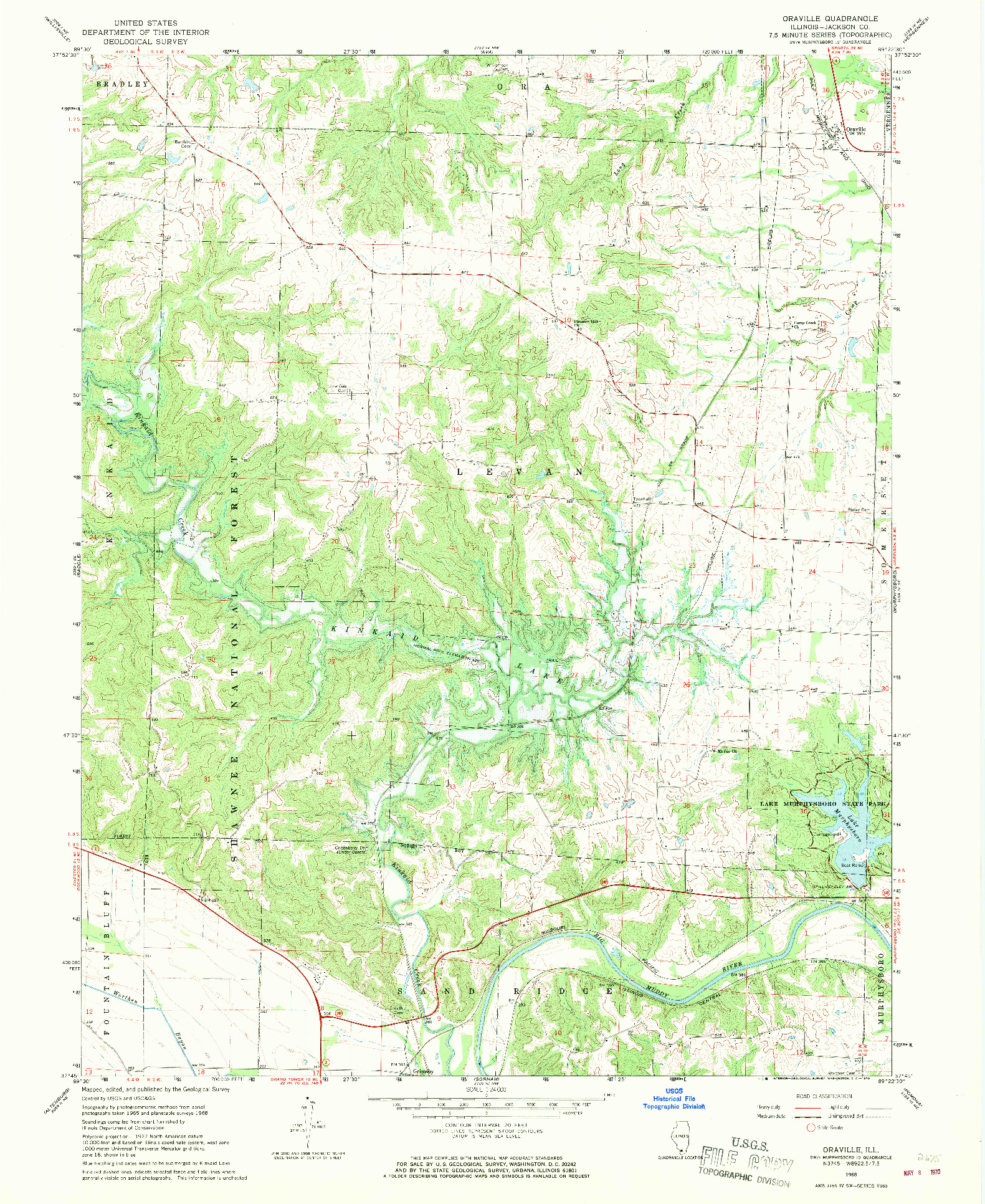 USGS 1:24000-SCALE QUADRANGLE FOR ORAVILLE, IL 1968