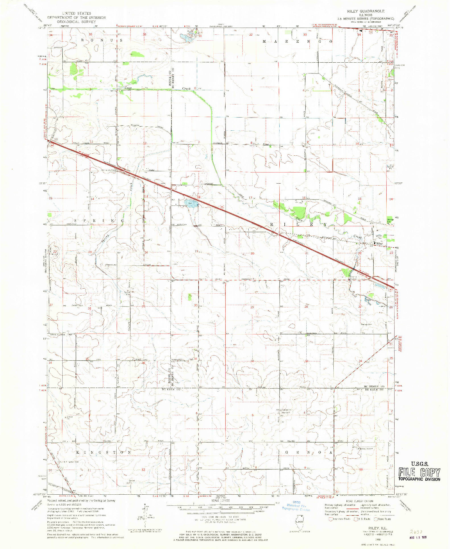 USGS 1:24000-SCALE QUADRANGLE FOR RILEY, IL 1968