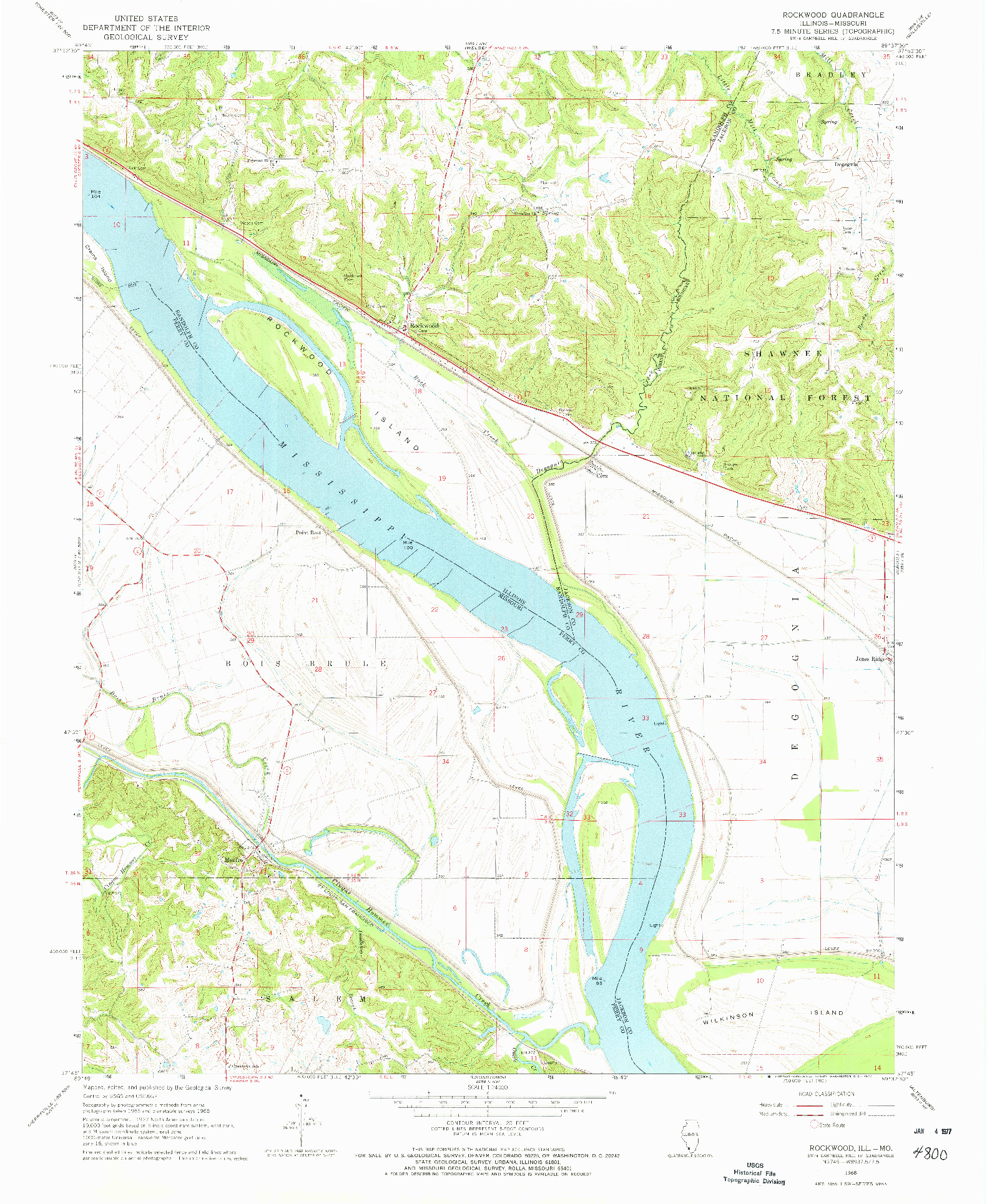 USGS 1:24000-SCALE QUADRANGLE FOR ROCKWOOD, IL 1968