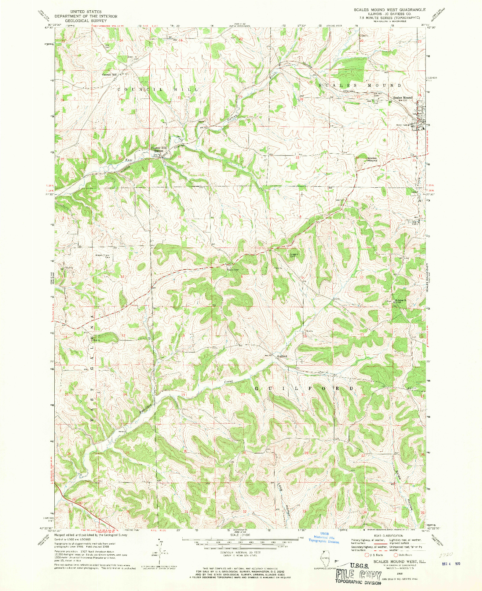USGS 1:24000-SCALE QUADRANGLE FOR SCALES MOUND WEST, IL 1968