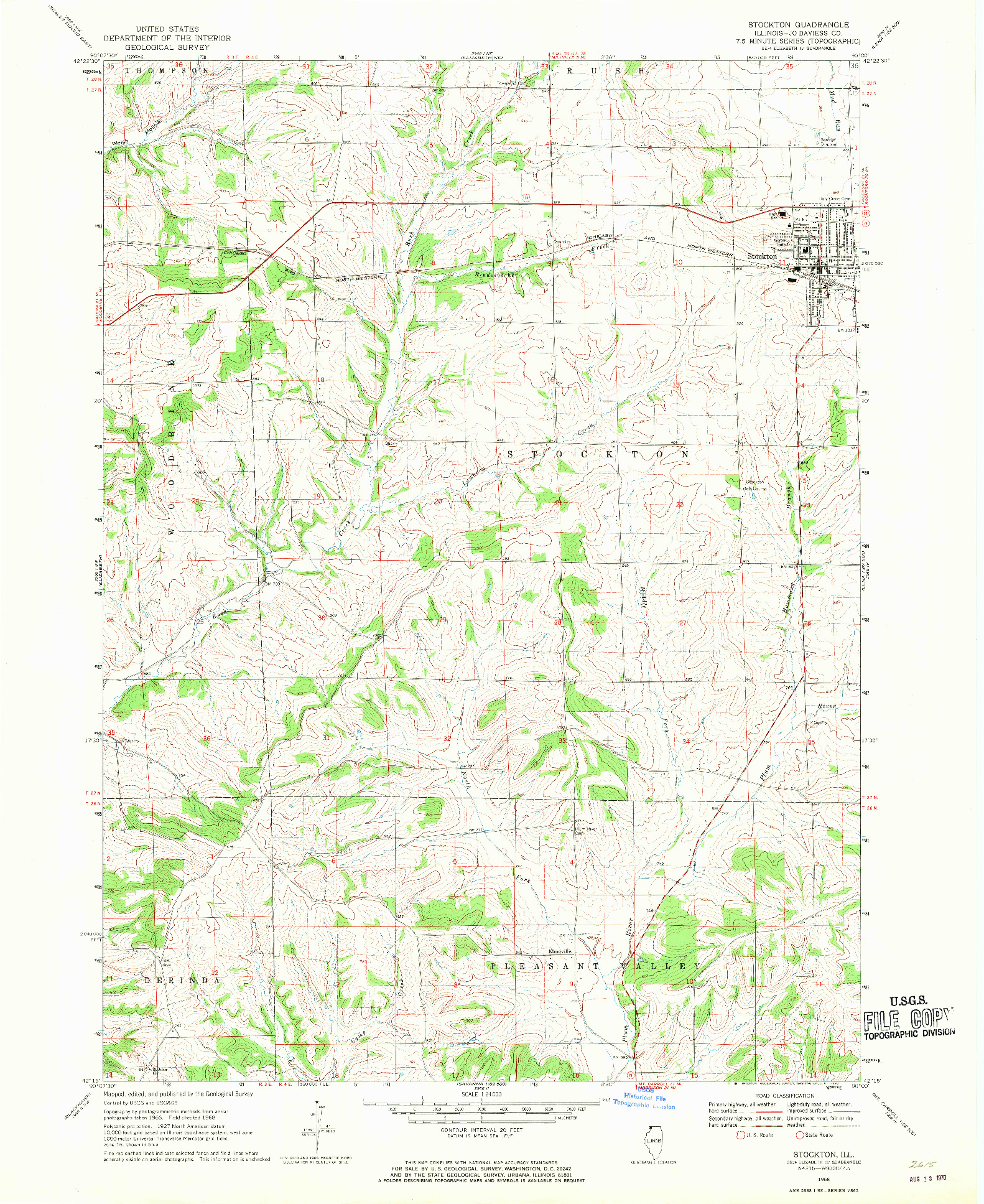 USGS 1:24000-SCALE QUADRANGLE FOR STOCKTON, IL 1968