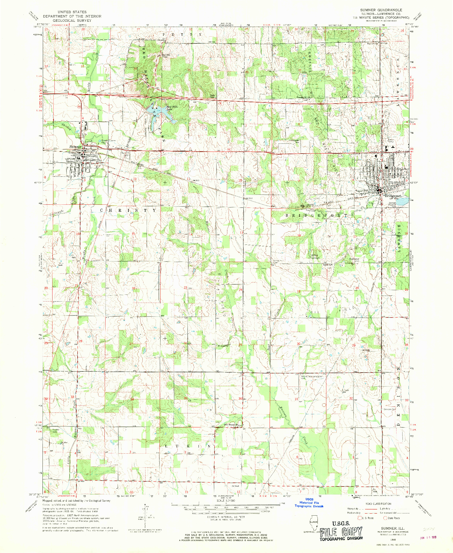 USGS 1:24000-SCALE QUADRANGLE FOR SUMNER, IL 1968