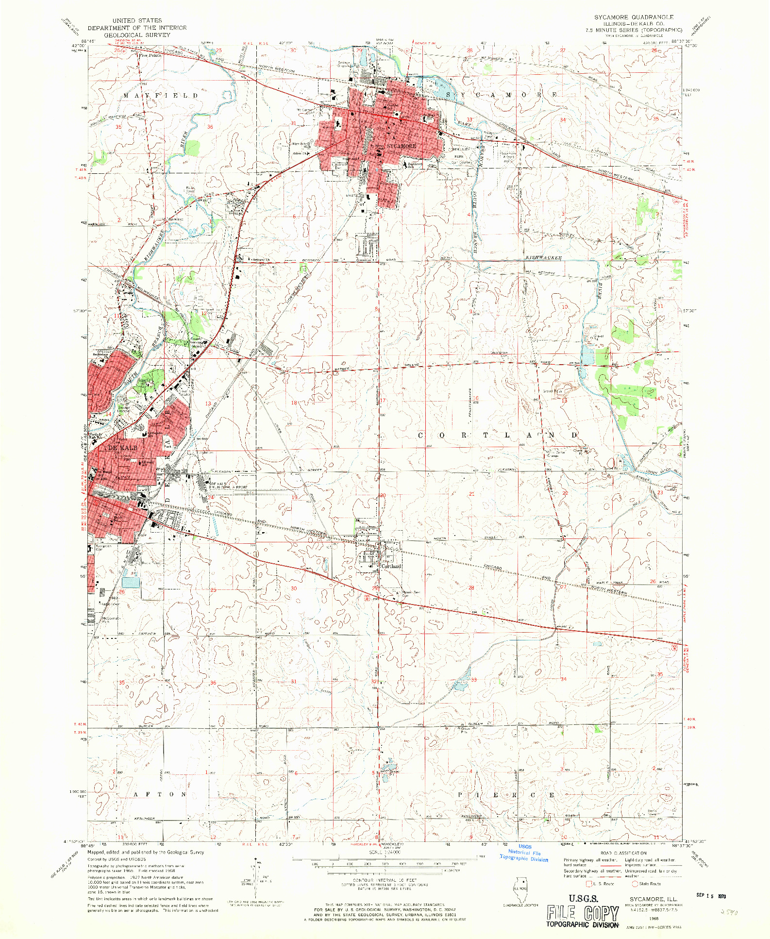 USGS 1:24000-SCALE QUADRANGLE FOR SYCAMORE, IL 1968