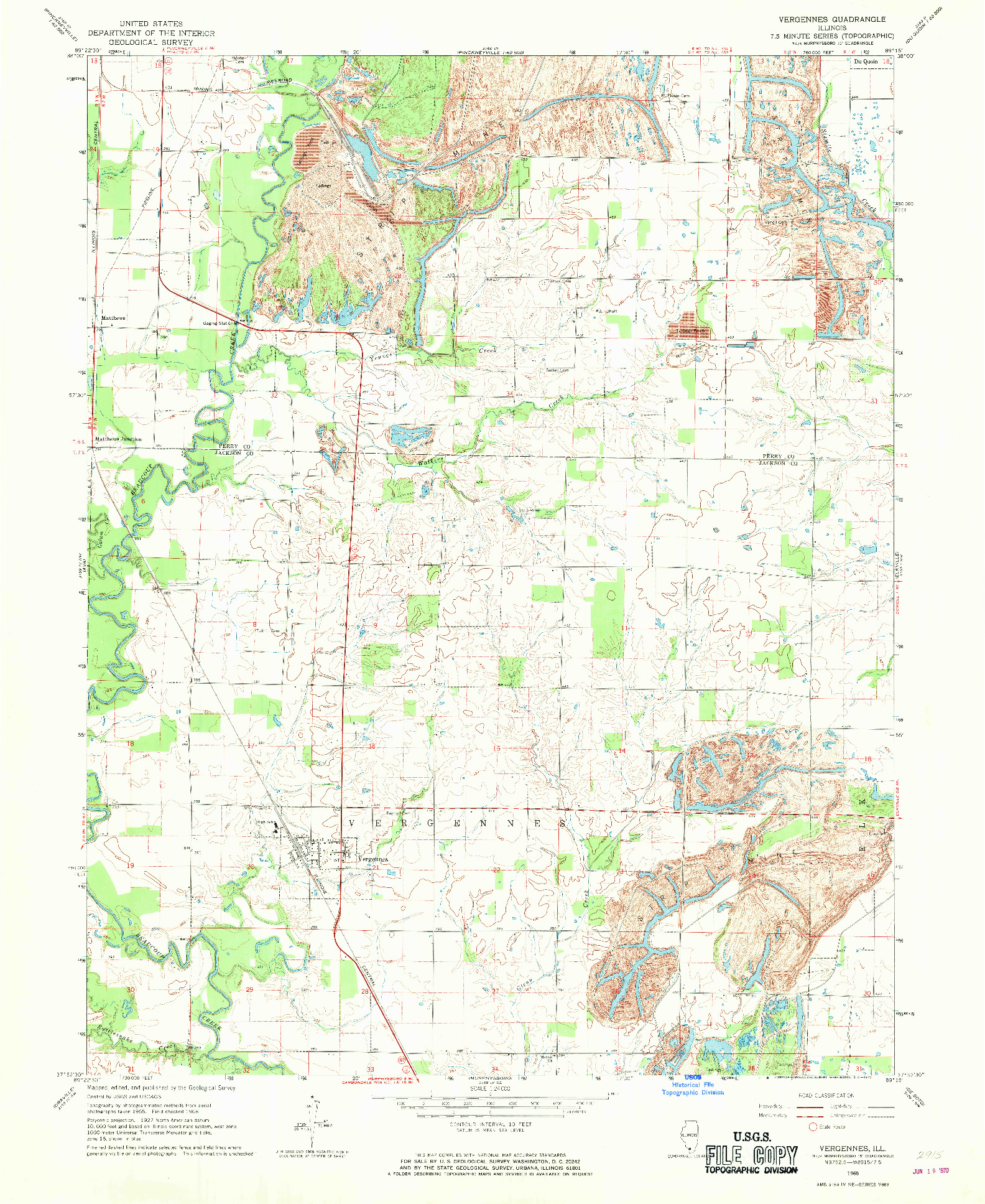 USGS 1:24000-SCALE QUADRANGLE FOR VERGENNES, IL 1968