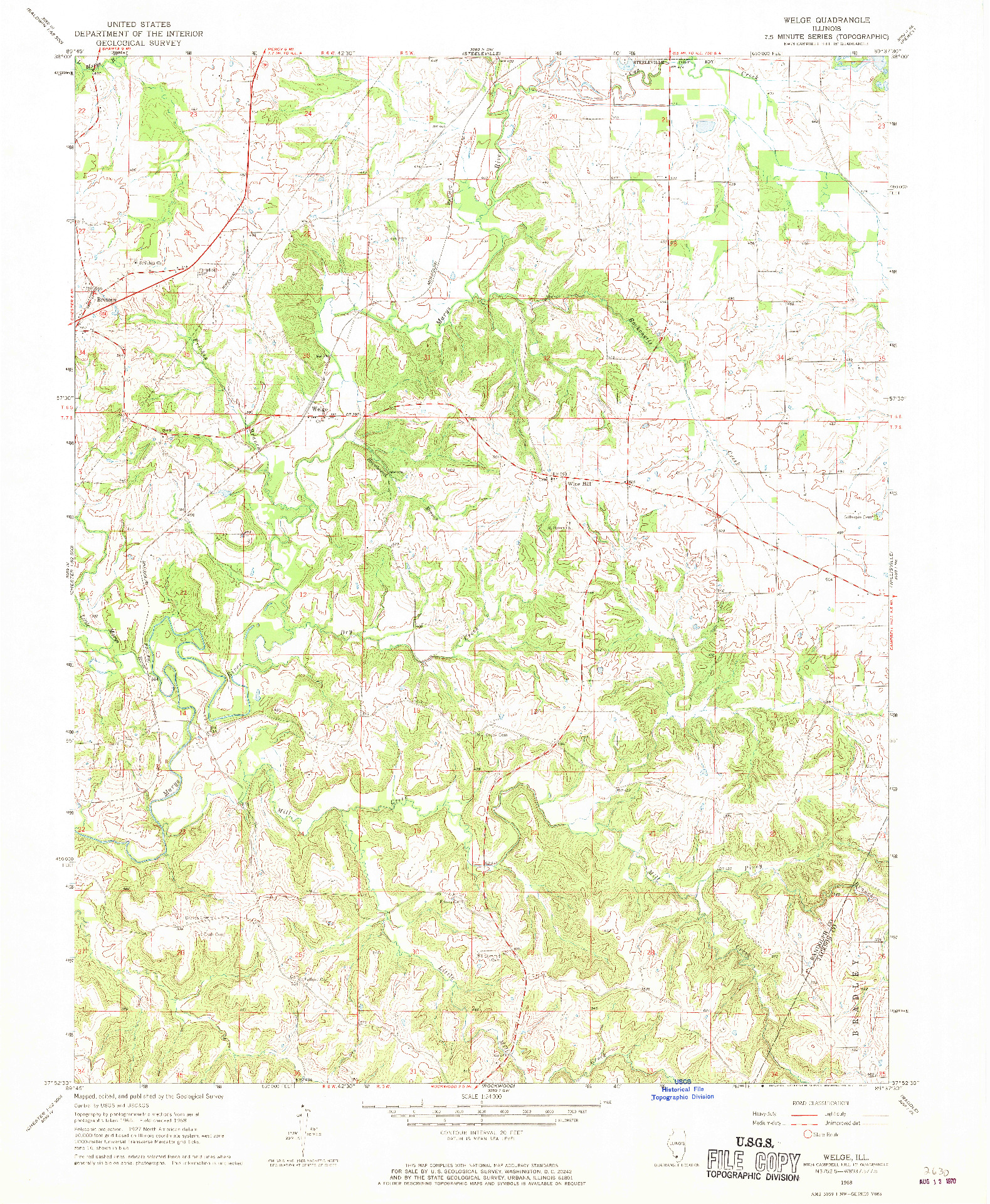 USGS 1:24000-SCALE QUADRANGLE FOR WELGE, IL 1968