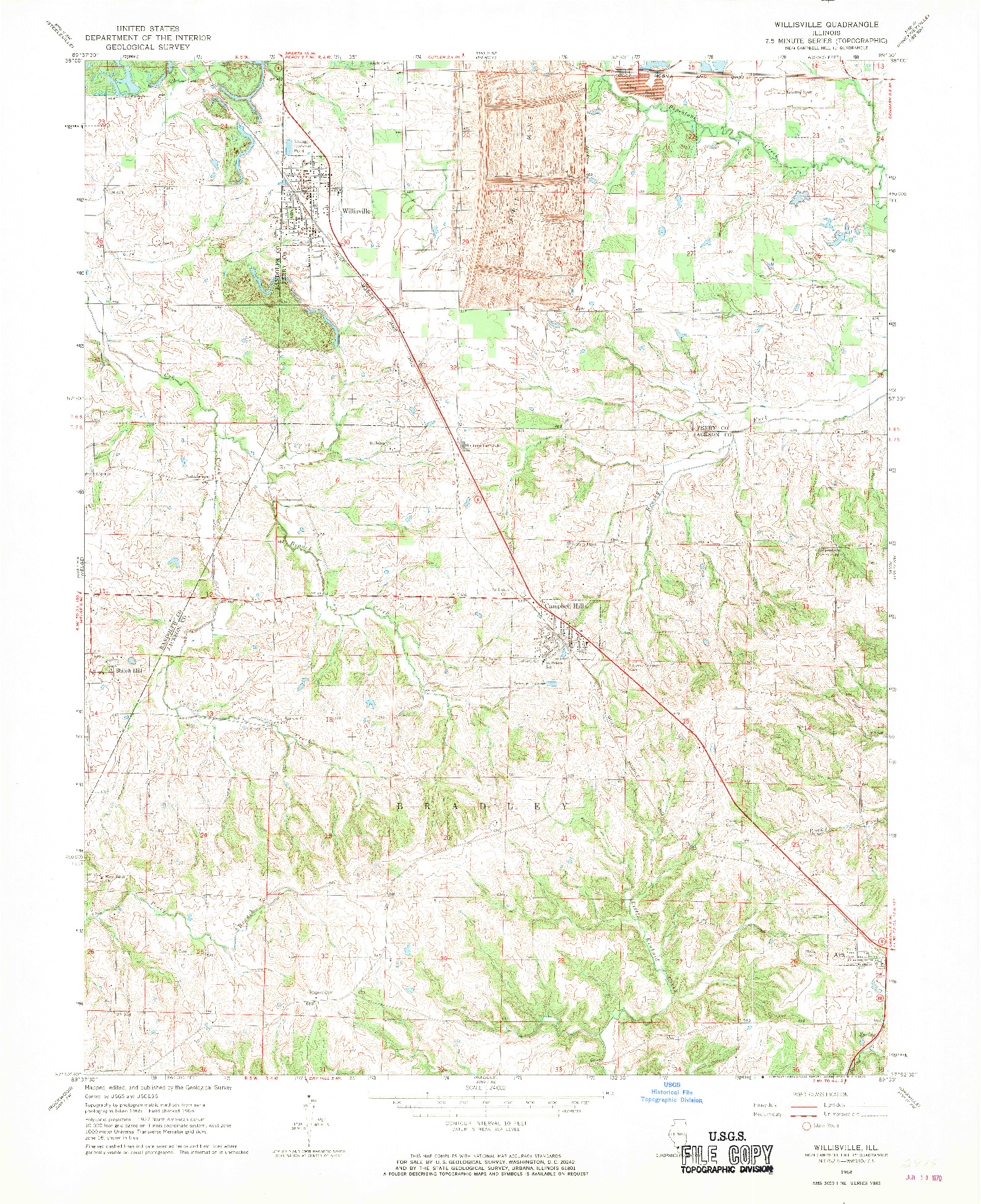 USGS 1:24000-SCALE QUADRANGLE FOR WILLISVILLE, IL 1968