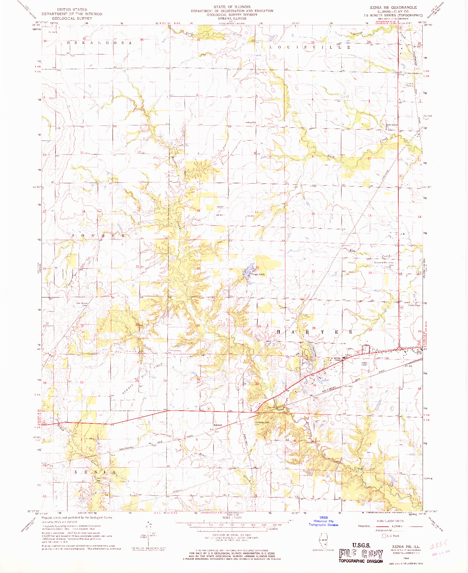 USGS 1:24000-SCALE QUADRANGLE FOR XENIA NE, IL 1968