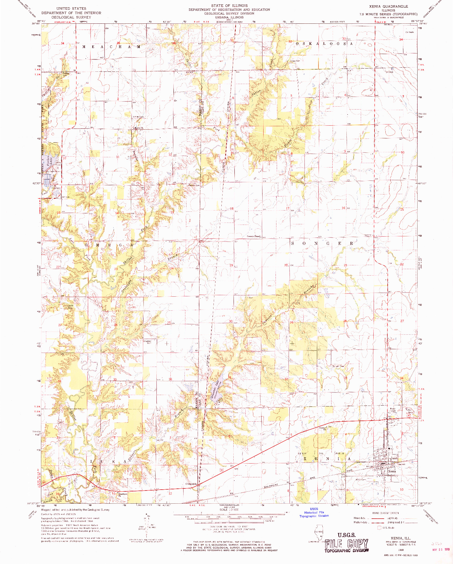 USGS 1:24000-SCALE QUADRANGLE FOR XENIA, IL 1968