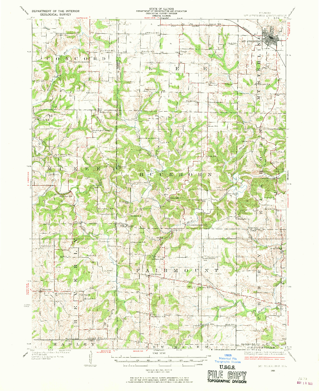 USGS 1:62500-SCALE QUADRANGLE FOR MT STERLING, IL 1926