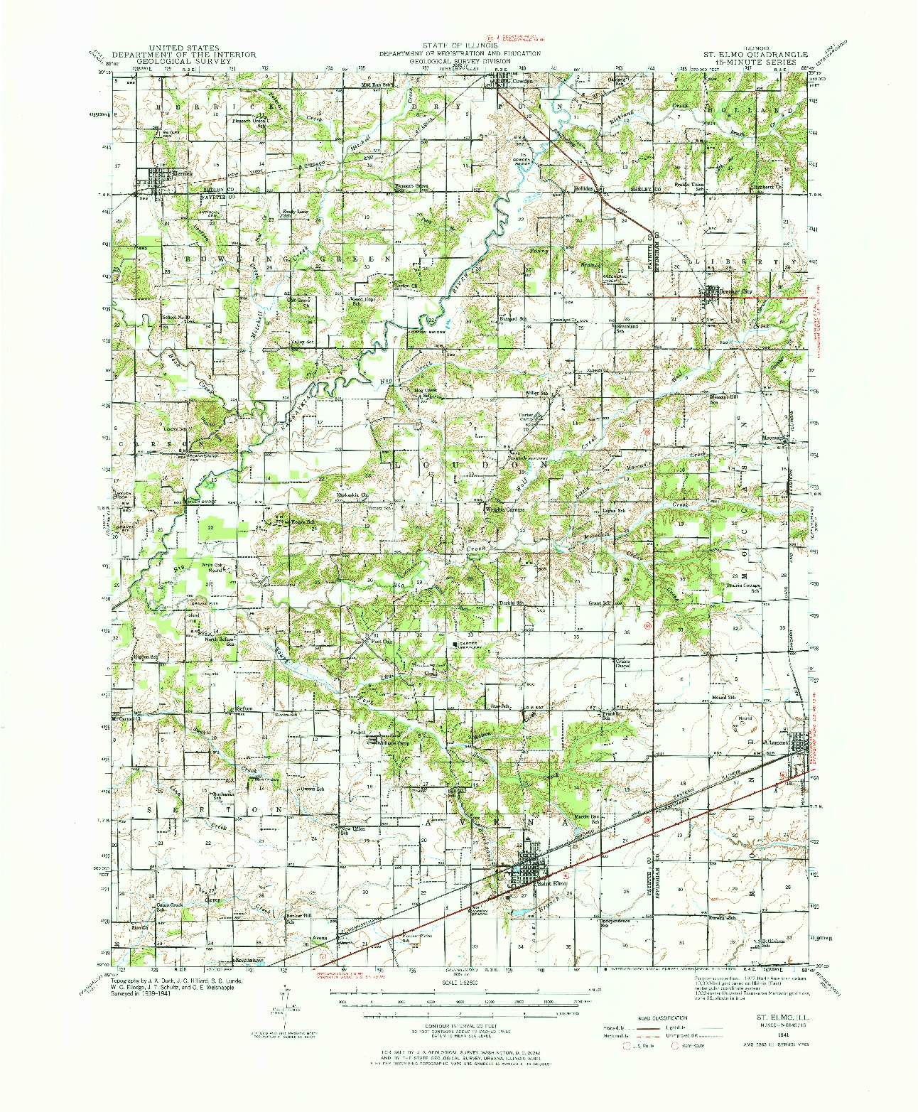 USGS 1:62500-SCALE QUADRANGLE FOR ST. ELMO, IL 1941