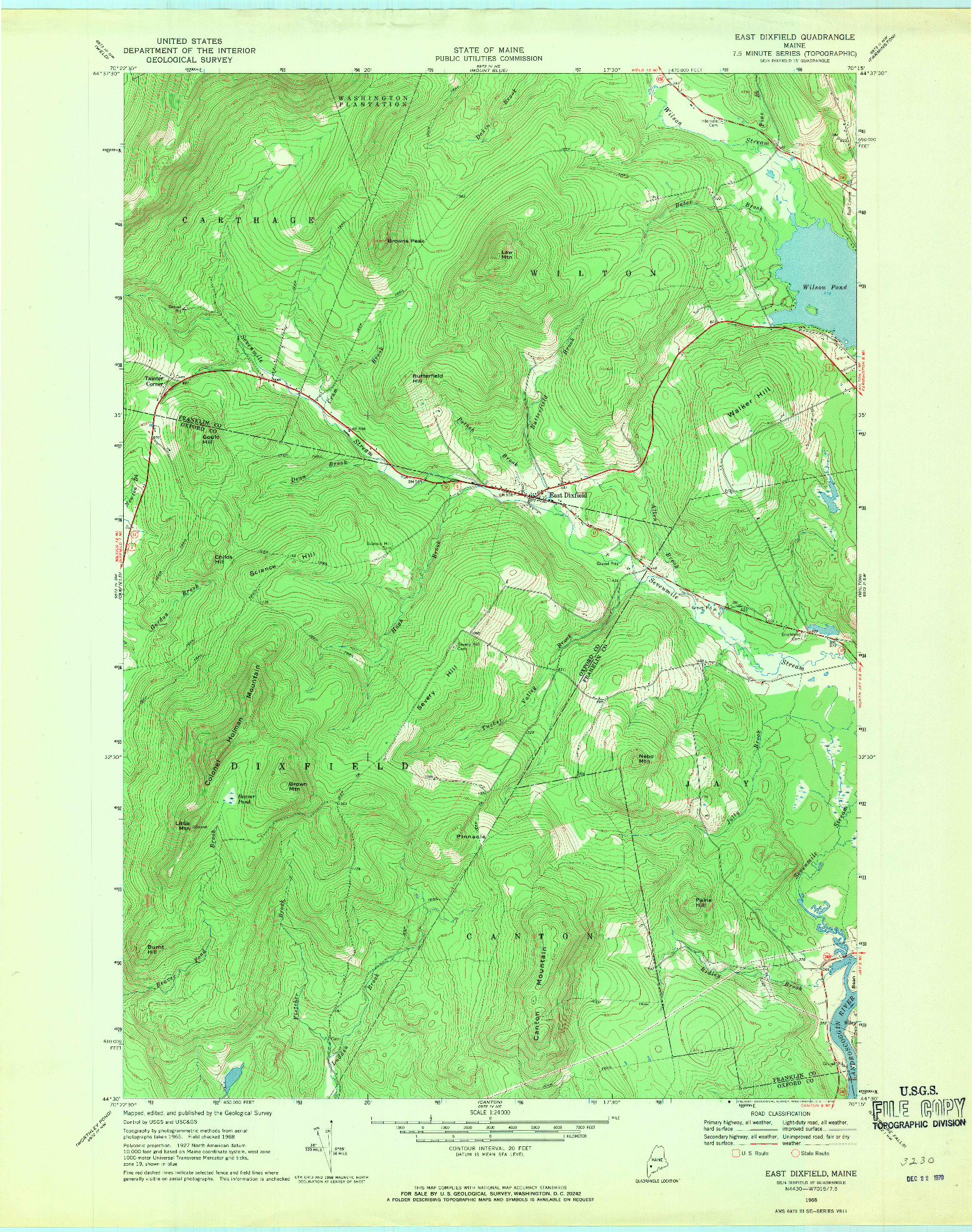 USGS 1:24000-SCALE QUADRANGLE FOR EAST DIXFIELD, ME 1968