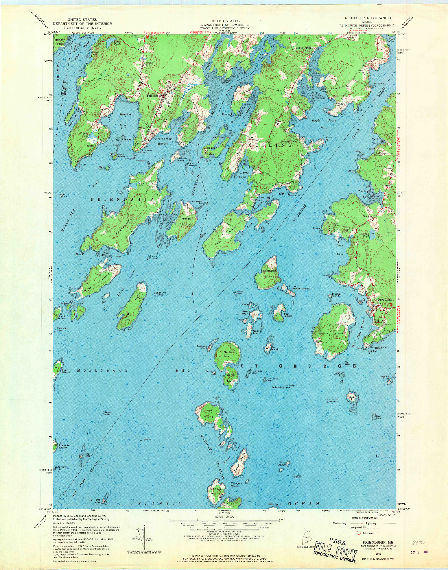 USGS 1:24000-SCALE QUADRANGLE FOR FRIENDSHIP, ME 1955