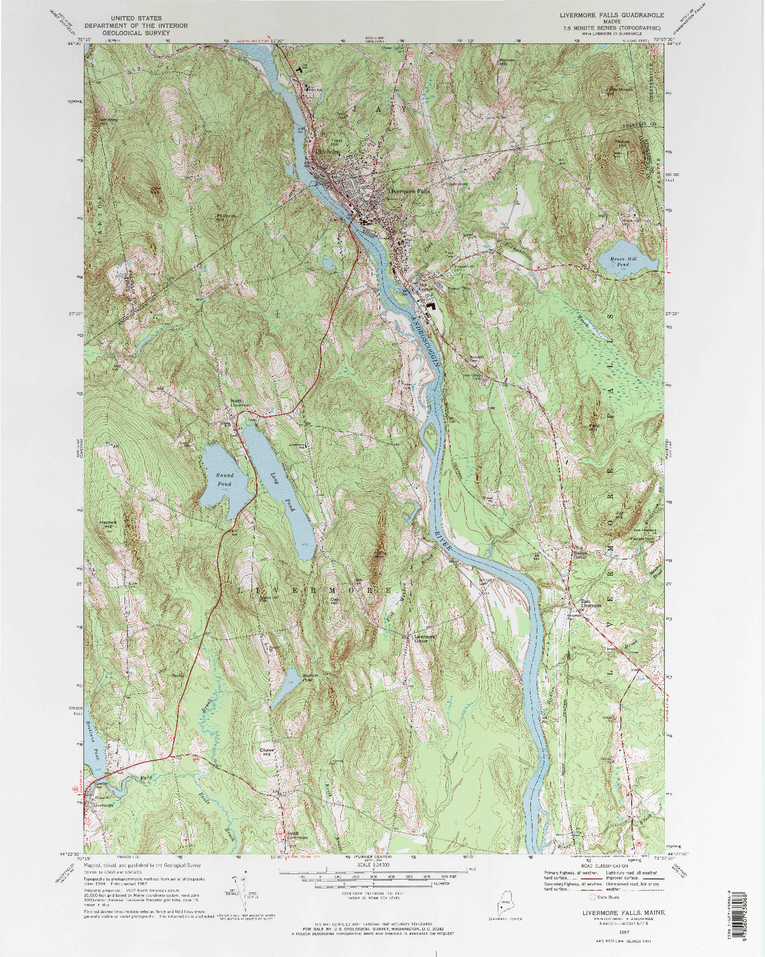 USGS 1:24000-SCALE QUADRANGLE FOR LIVERMORE FALLS, ME 1967