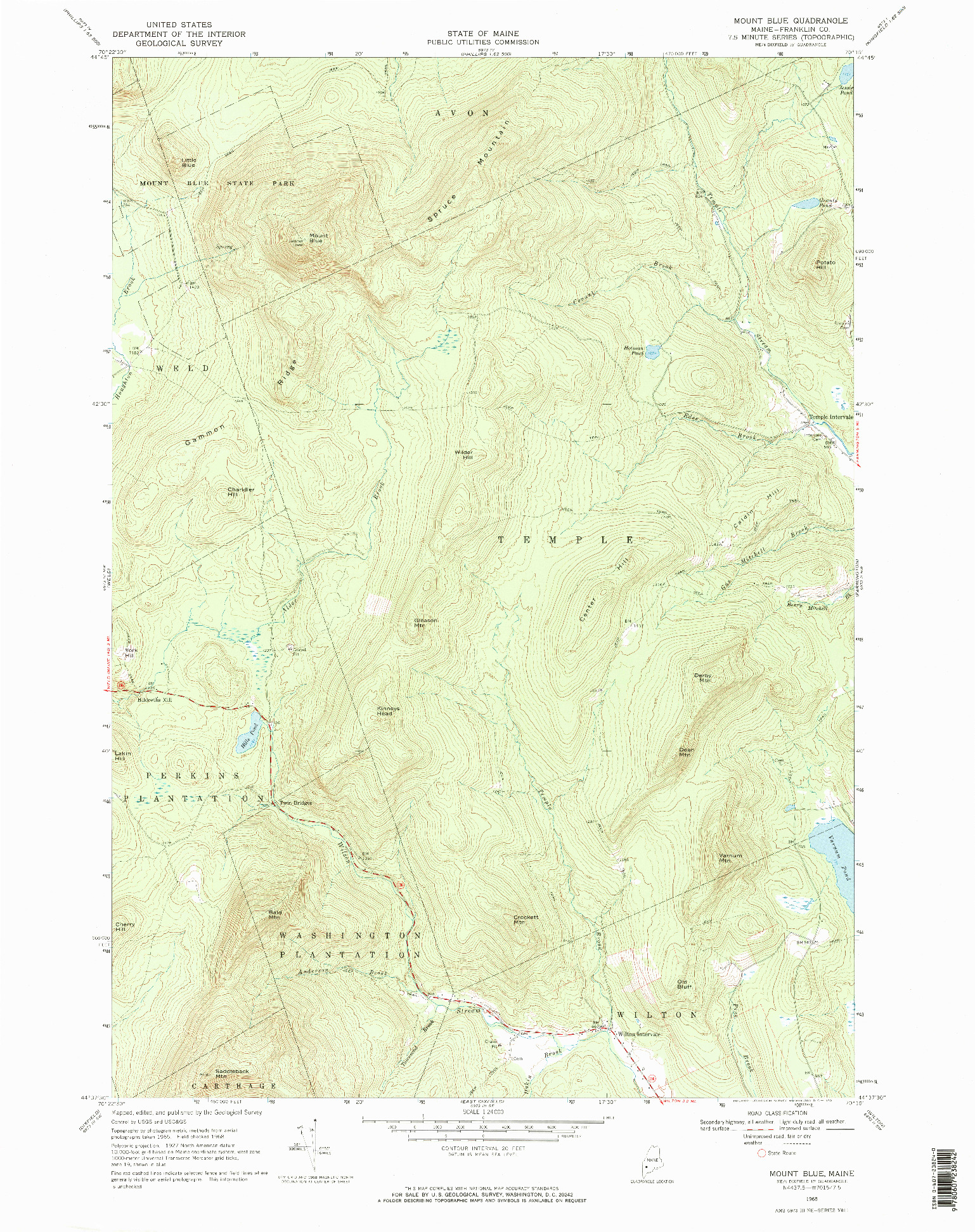 USGS 1:24000-SCALE QUADRANGLE FOR MOUNT BLUE, ME 1968