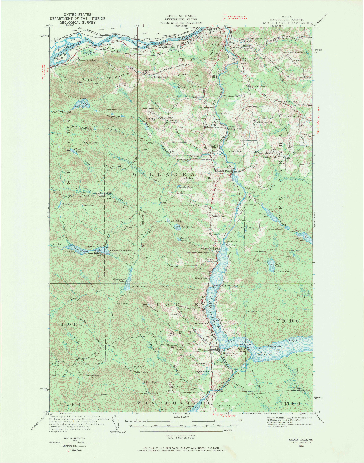 USGS 1:62500-SCALE QUADRANGLE FOR EAGLE LAKE, ME 1928