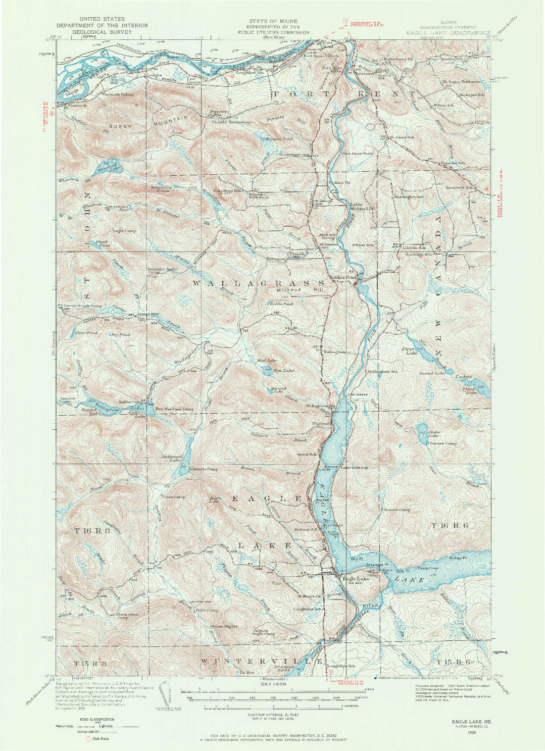 USGS 1:62500-SCALE QUADRANGLE FOR EAGLE LAKE, ME 1928