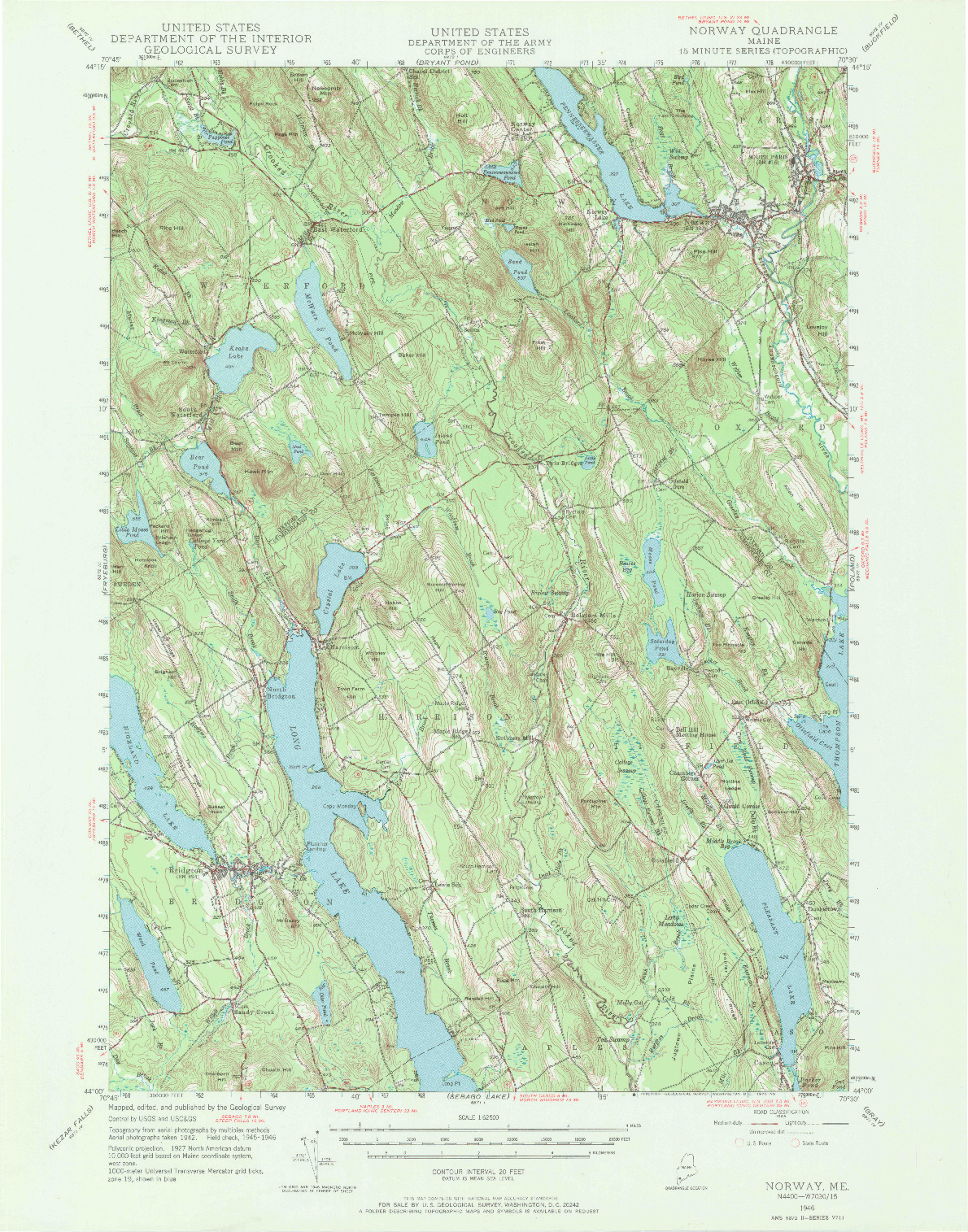 USGS 1:62500-SCALE QUADRANGLE FOR NORWAY, ME 1946