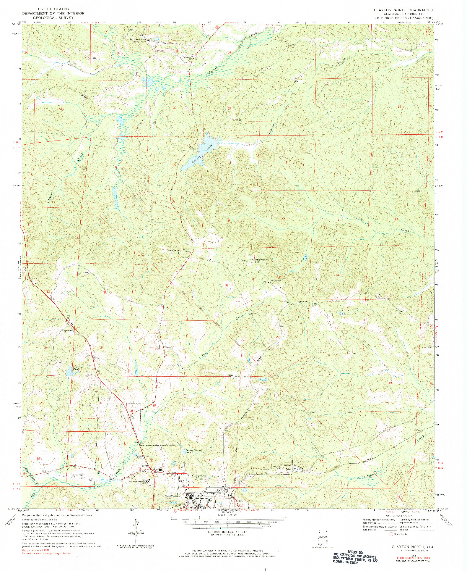 USGS 1:24000-SCALE QUADRANGLE FOR CLAYTON NORTH, AL 1968