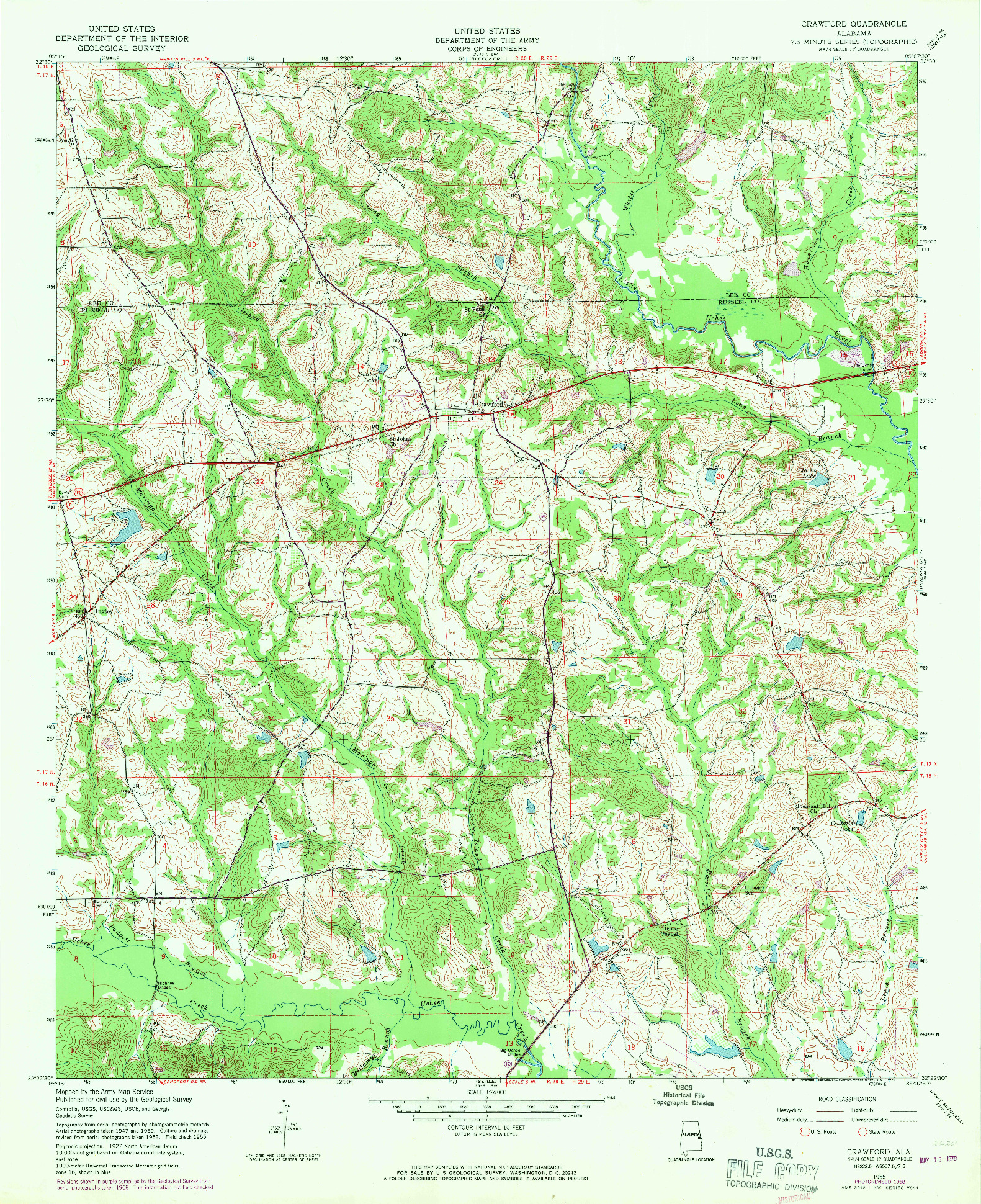 USGS 1:24000-SCALE QUADRANGLE FOR CRAWFORD, AL 1955