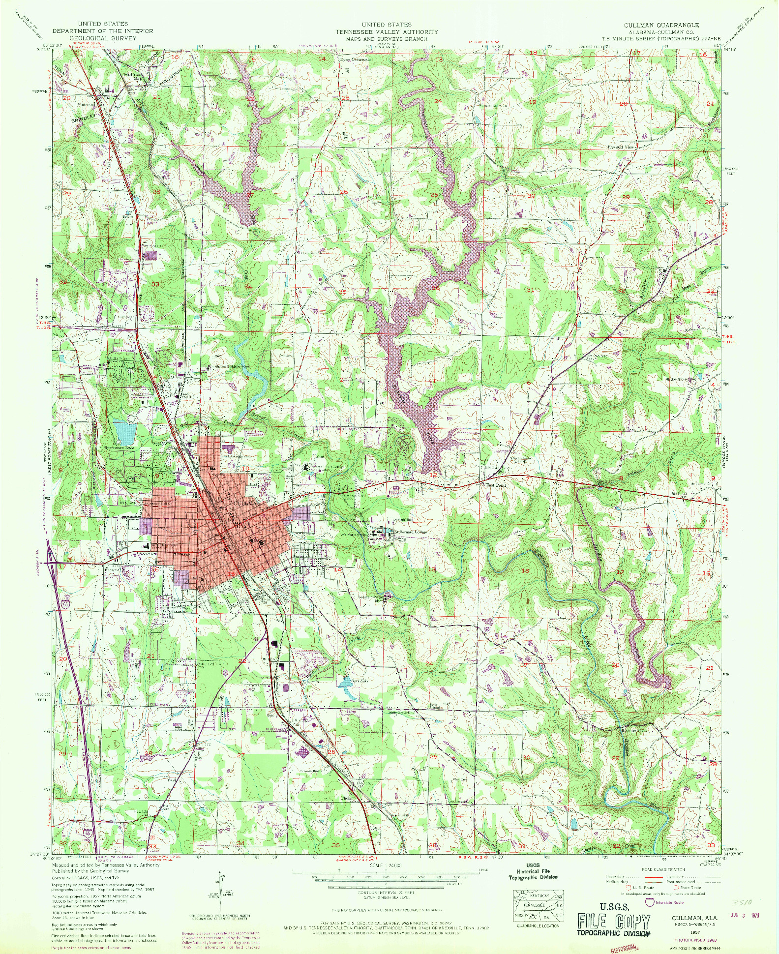 USGS 1:24000-SCALE QUADRANGLE FOR CULLMAN, AL 1957