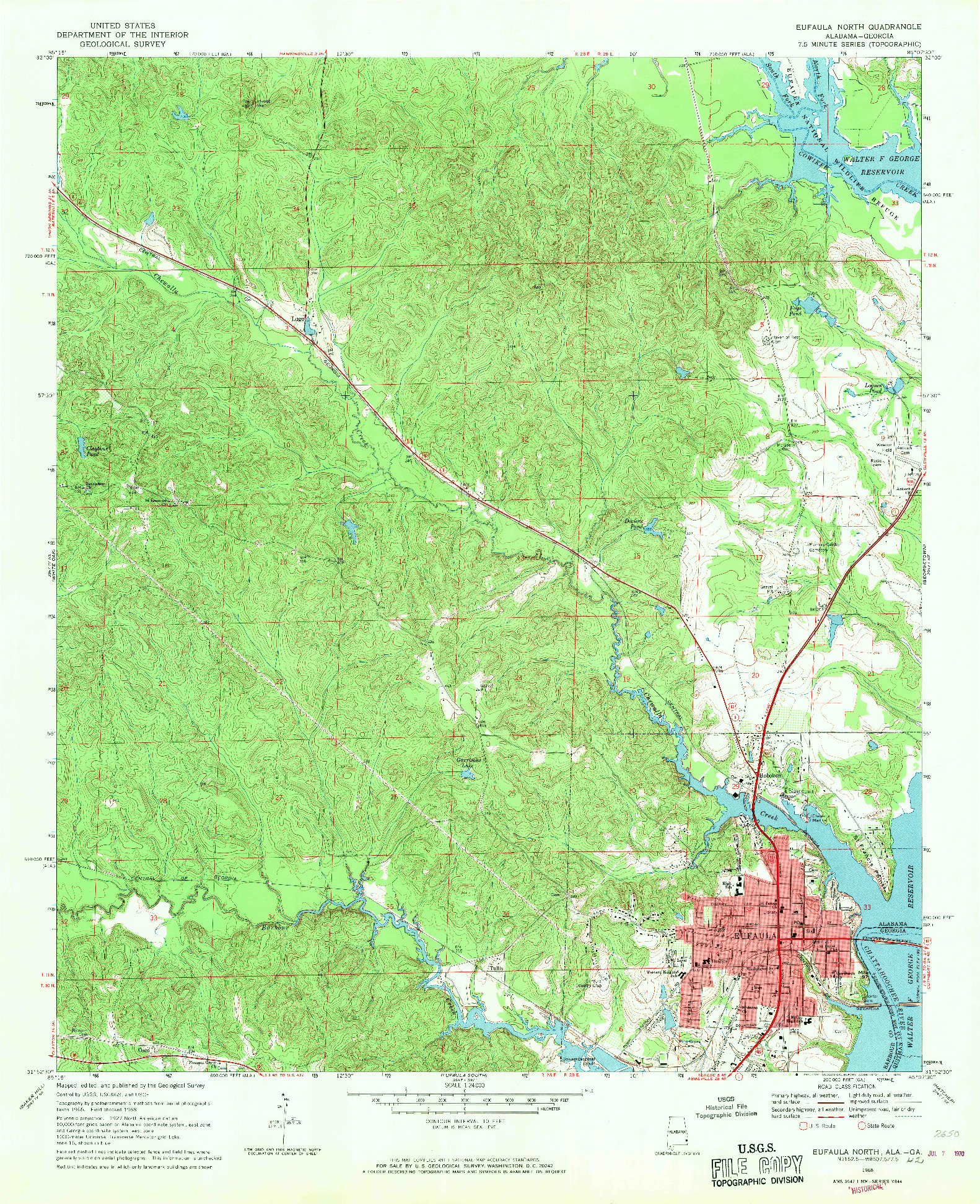 USGS 1:24000-SCALE QUADRANGLE FOR EUFAULA NORTH, AL 1968
