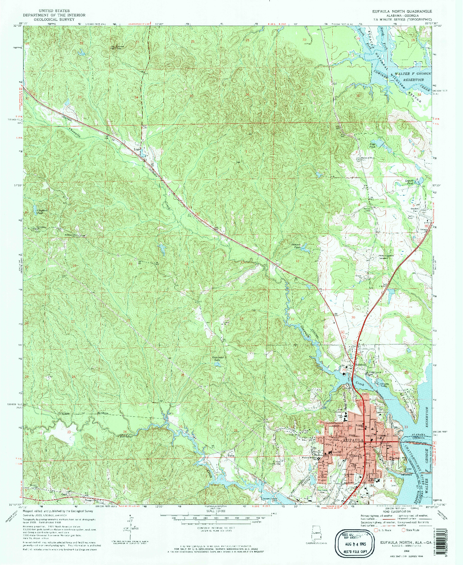 USGS 1:24000-SCALE QUADRANGLE FOR EUFAULA NORTH, AL 1968