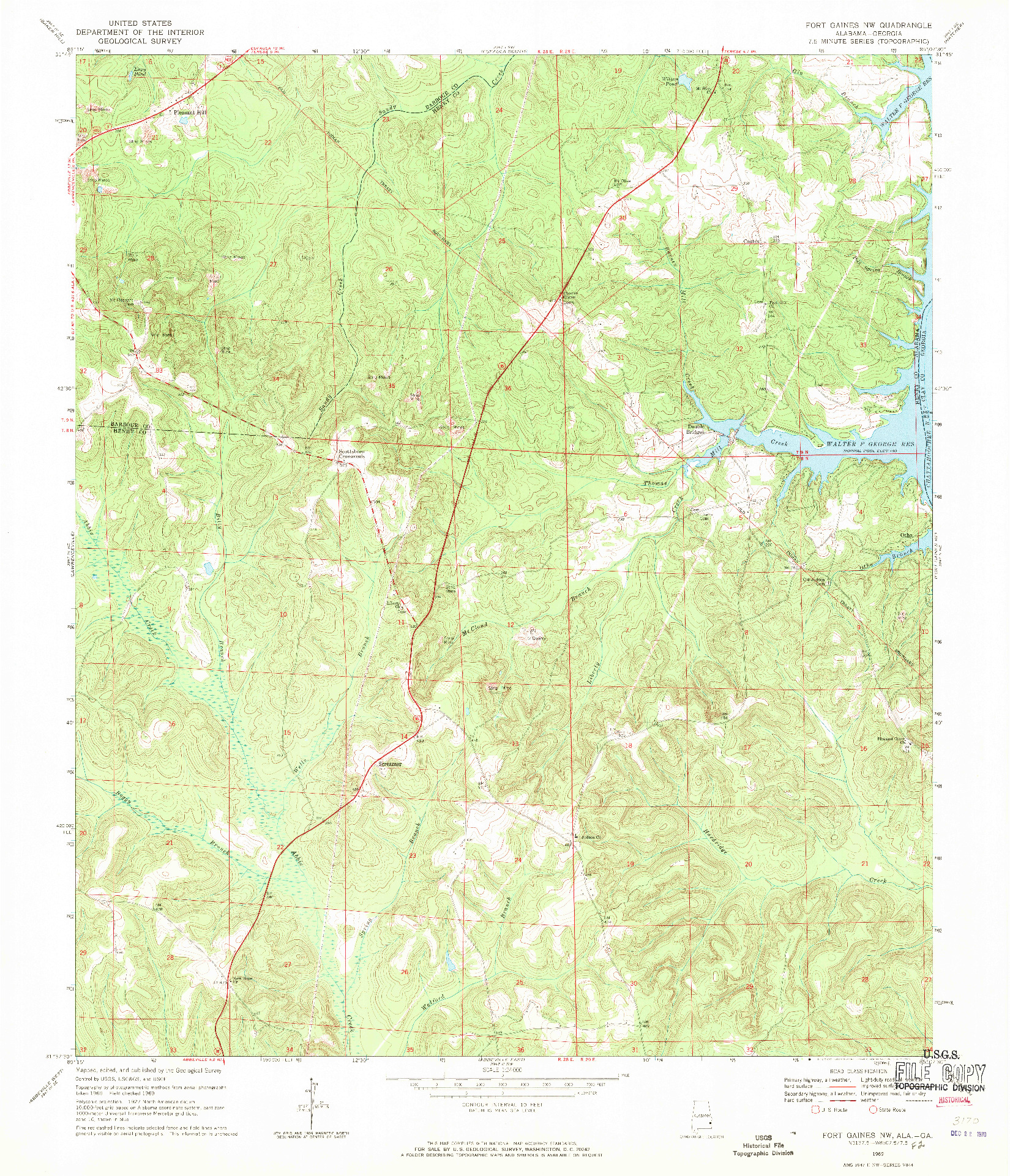 USGS 1:24000-SCALE QUADRANGLE FOR FORT GAINES NW, AL 1969
