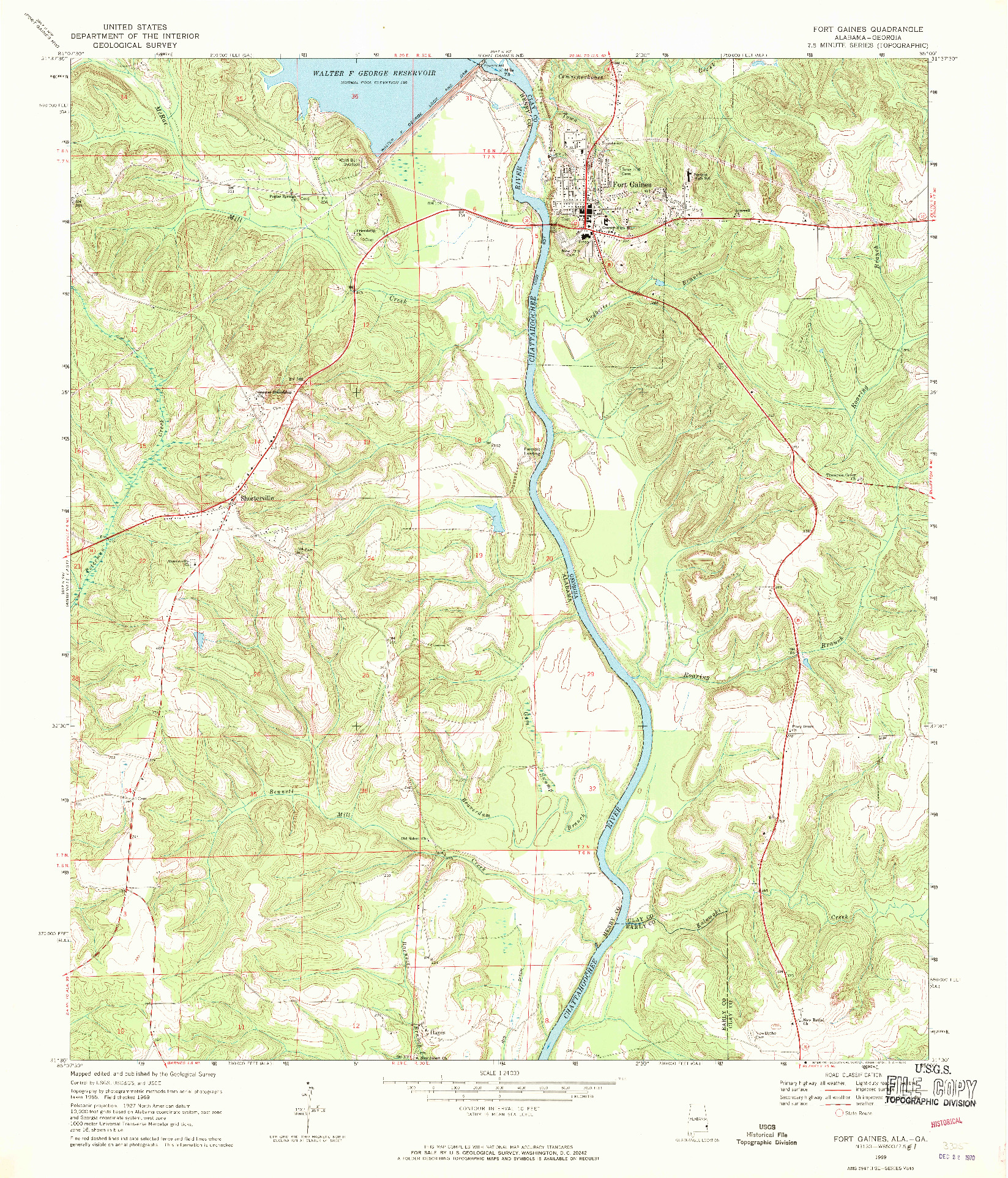 USGS 1:24000-SCALE QUADRANGLE FOR FORT GAINES, AL 1969