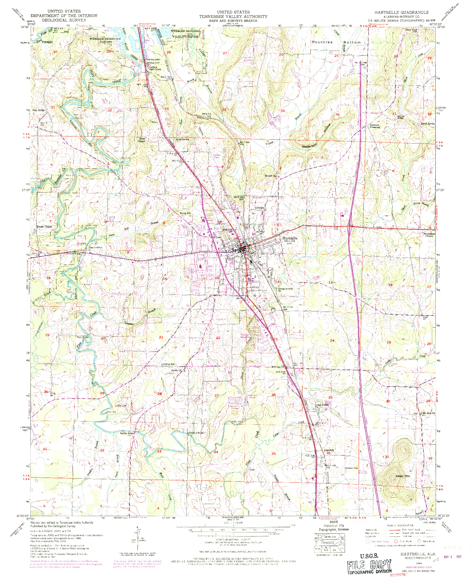 USGS 1:24000-SCALE QUADRANGLE FOR HARTSELLE, AL 1949