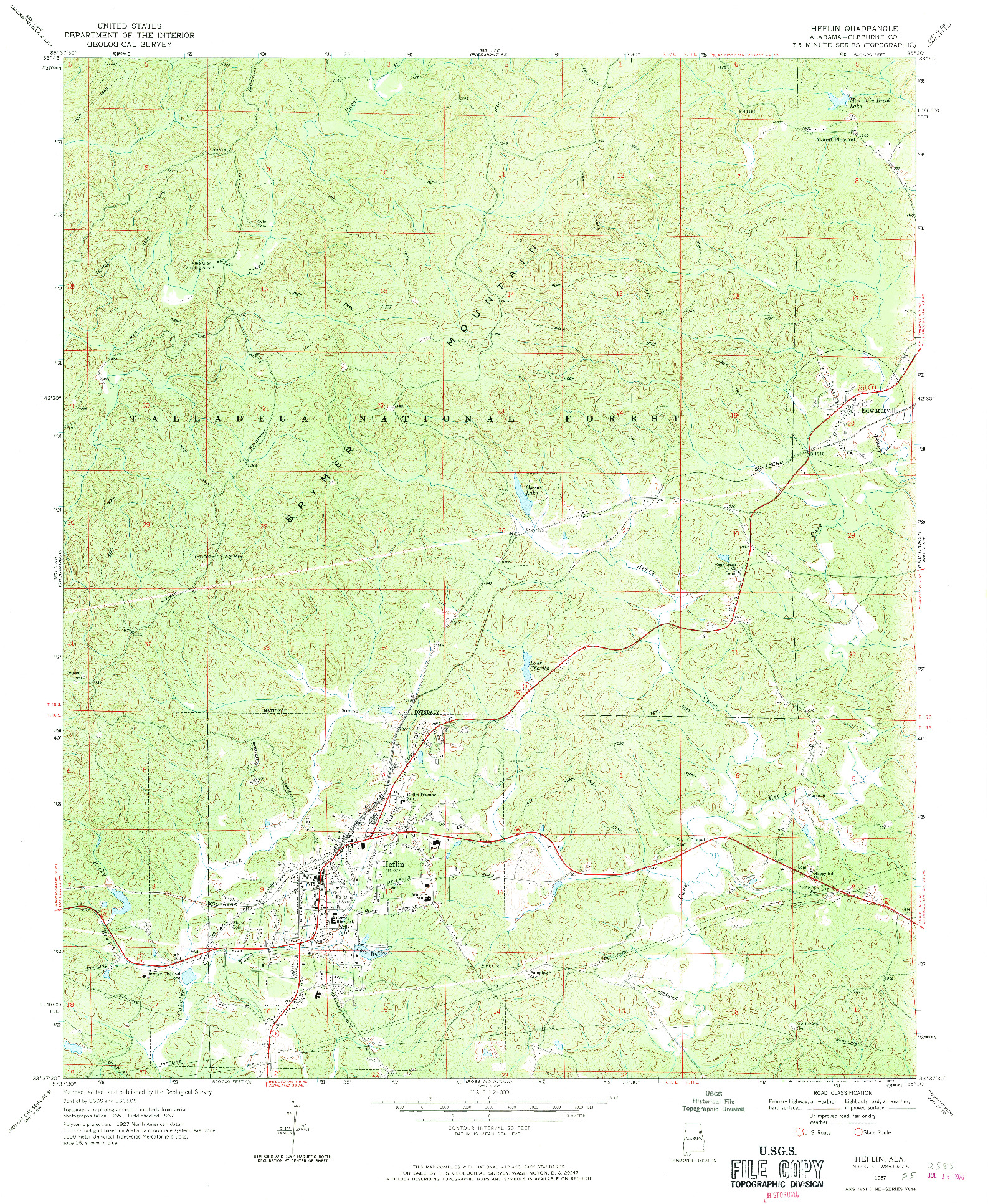 USGS 1:24000-SCALE QUADRANGLE FOR HEFLIN, AL 1967