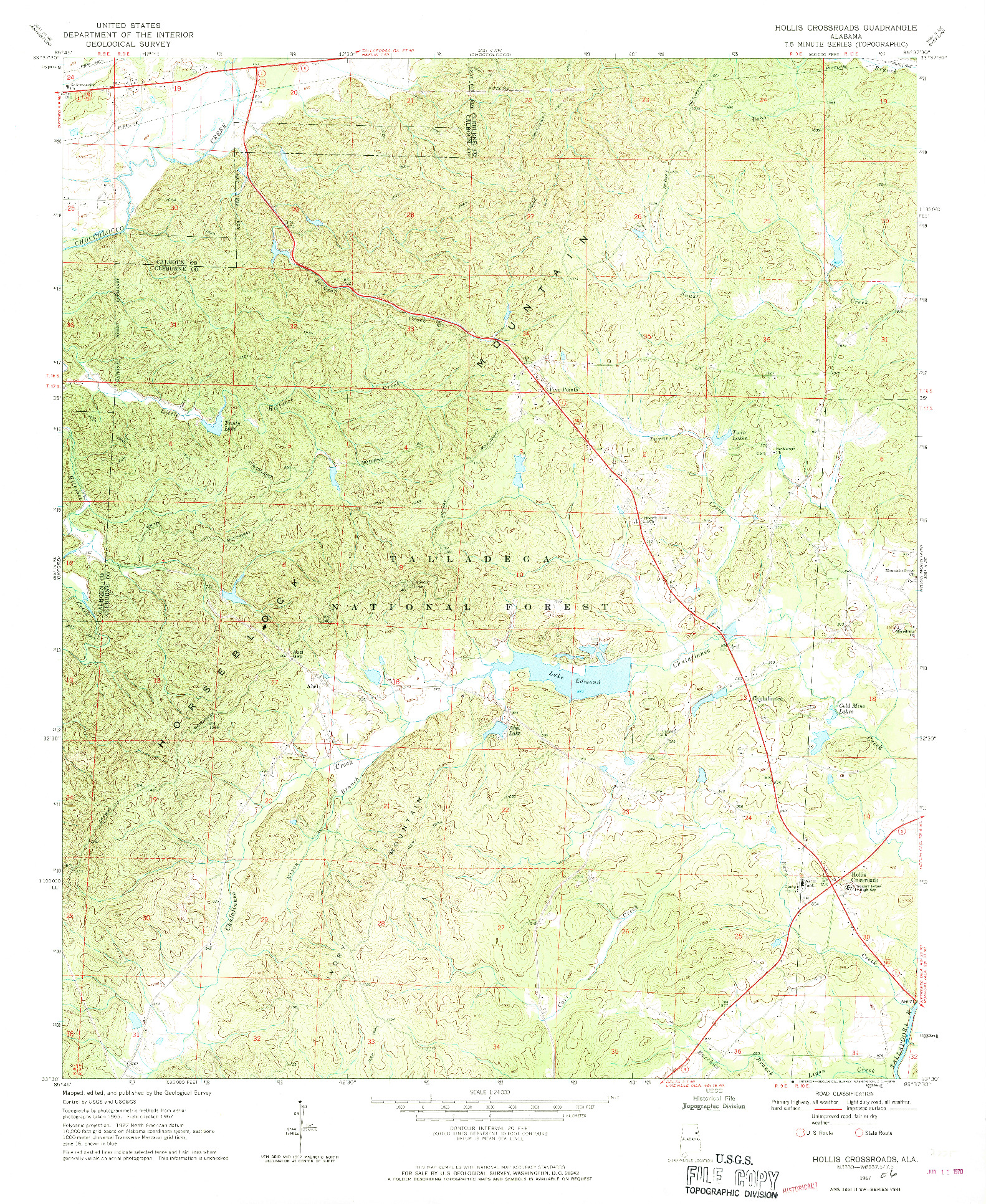 USGS 1:24000-SCALE QUADRANGLE FOR HOLLIS CROSSROADS, AL 1967