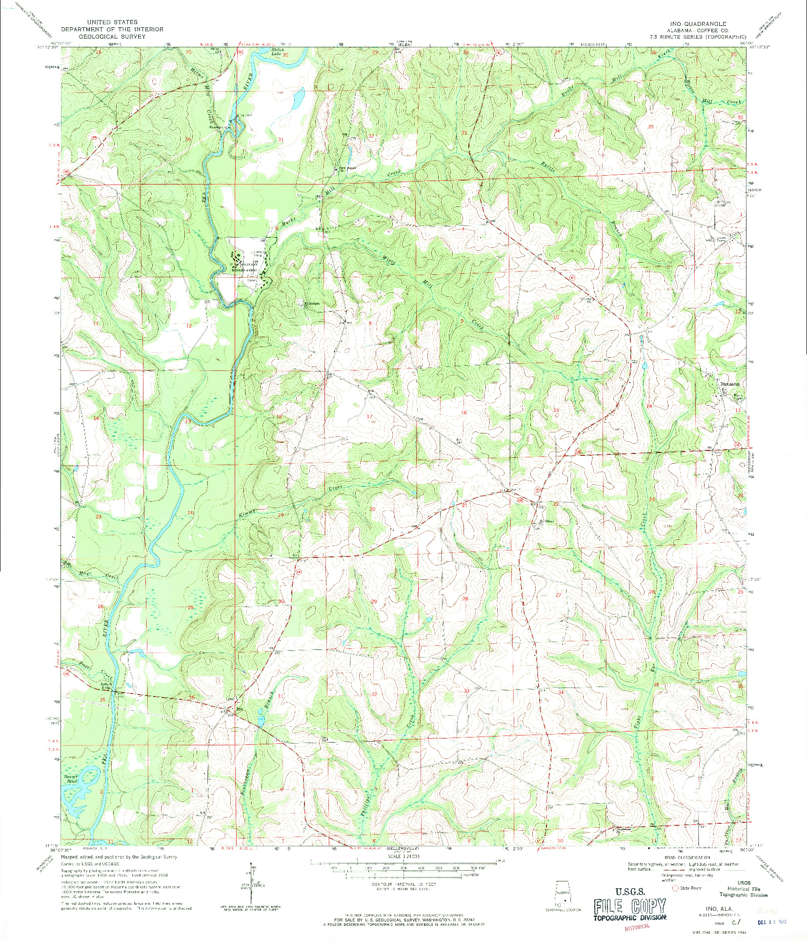 USGS 1:24000-SCALE QUADRANGLE FOR INO, AL 1968