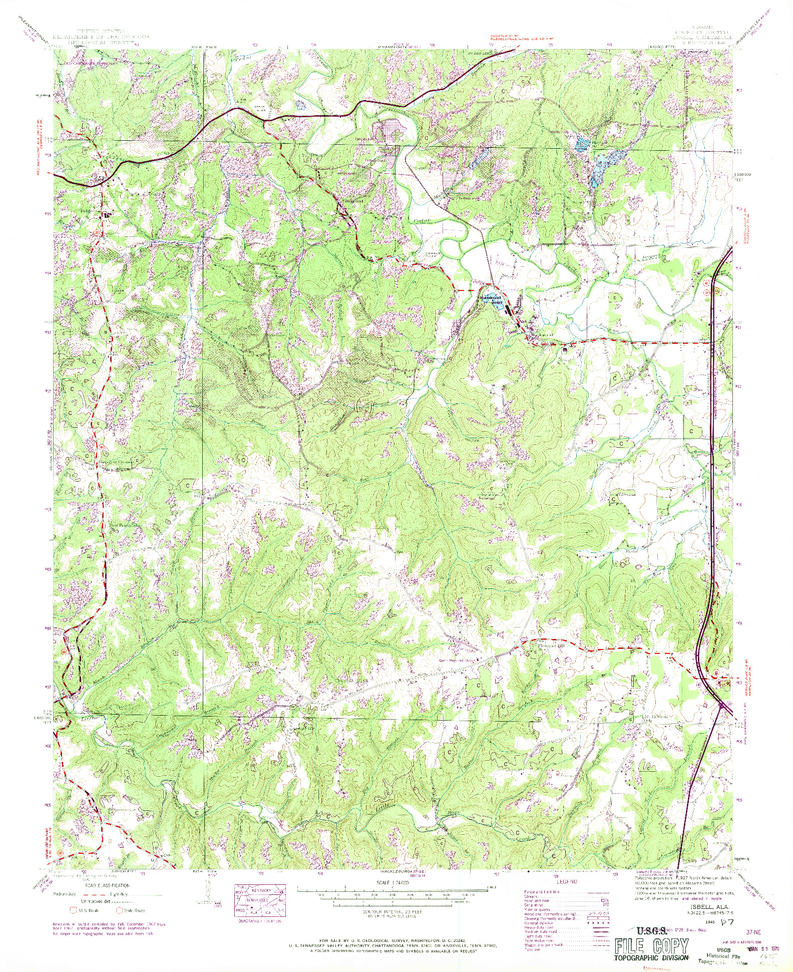 USGS 1:24000-SCALE QUADRANGLE FOR ISBELL, AL 1945