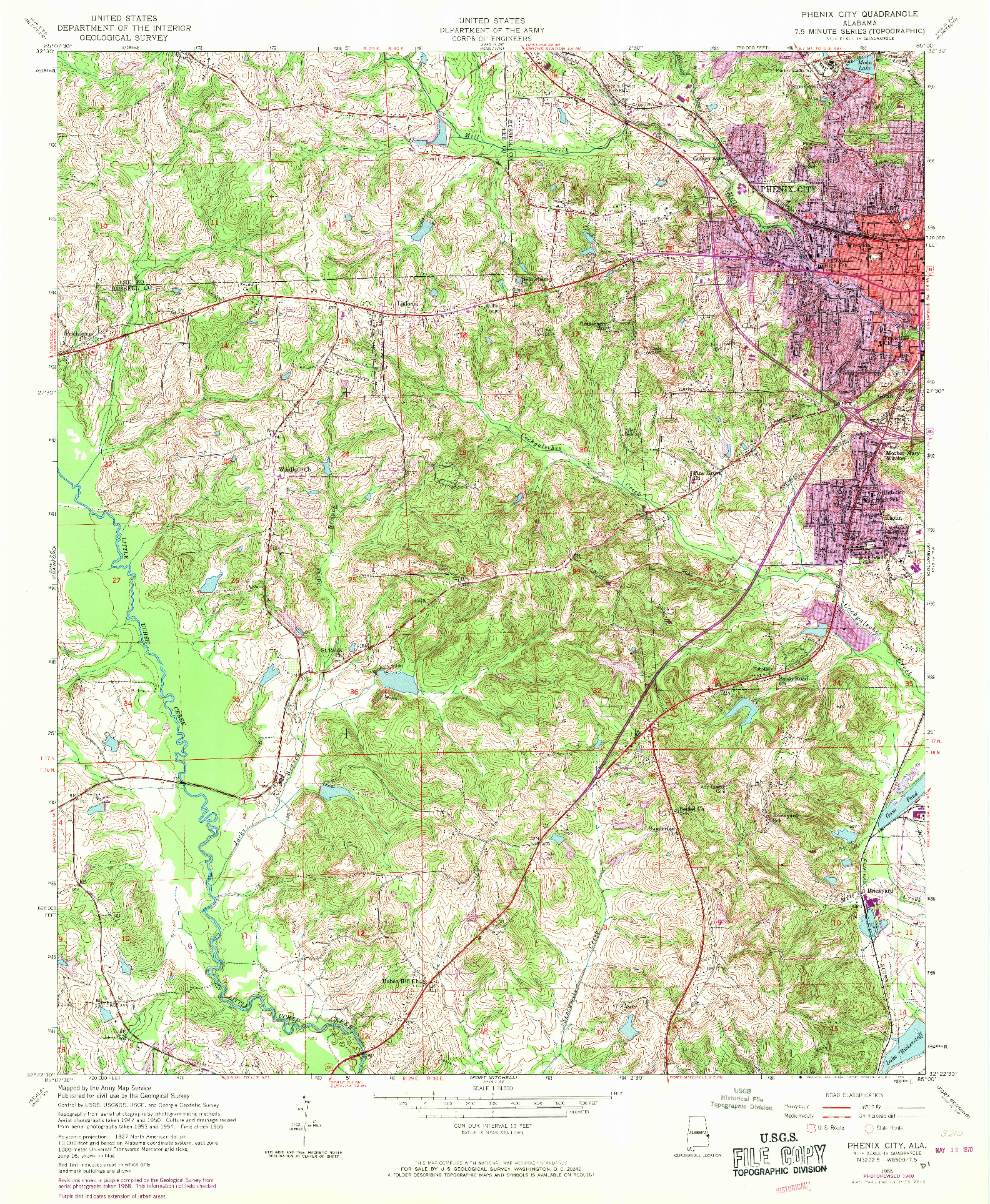 USGS 1:24000-SCALE QUADRANGLE FOR PHENIX CITY, AL 1955