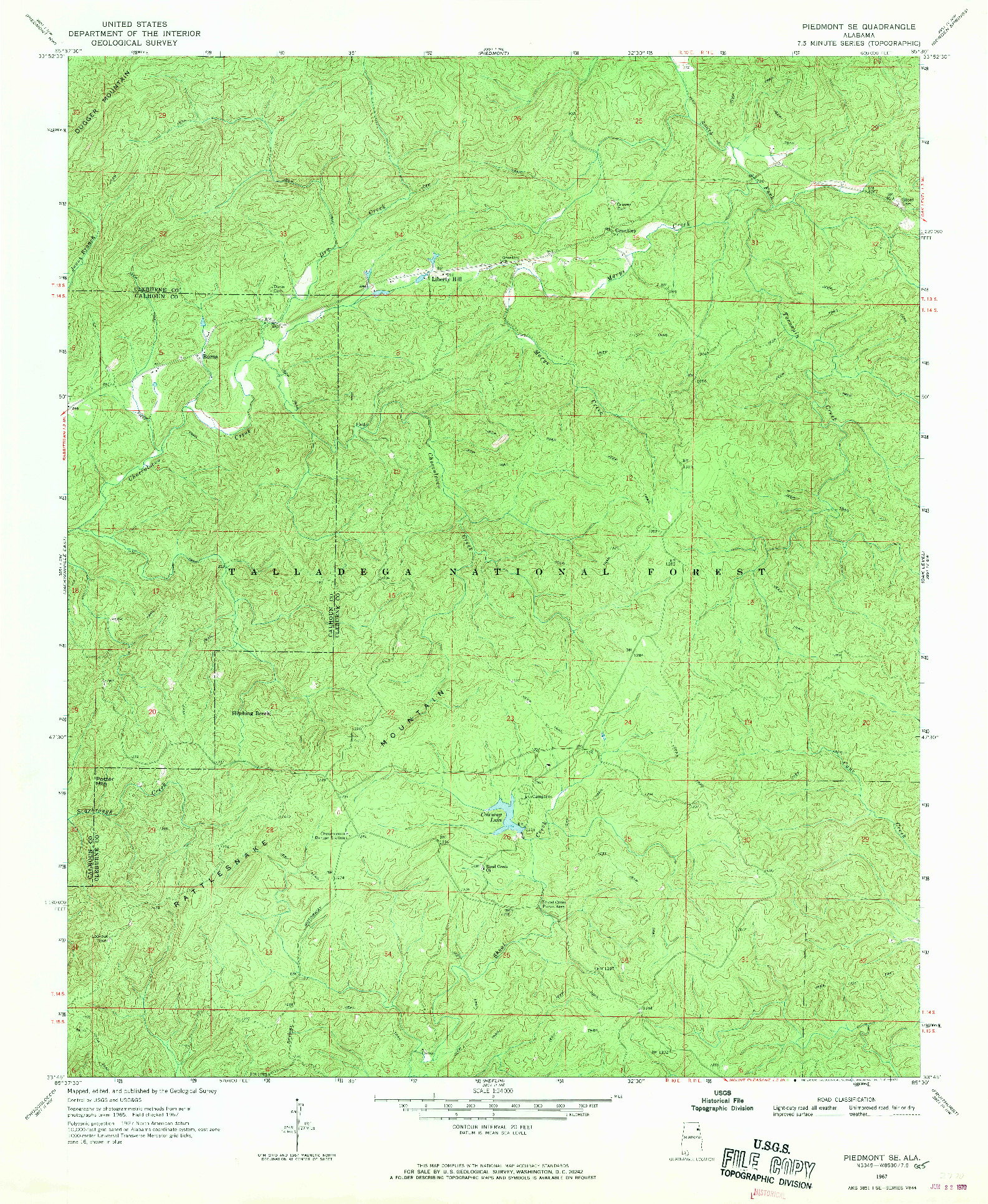 USGS 1:24000-SCALE QUADRANGLE FOR PIEDMONT SE, AL 1967