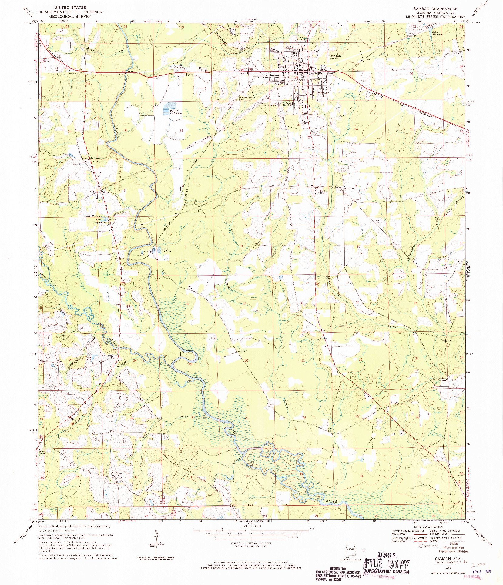 USGS 1:24000-SCALE QUADRANGLE FOR SAMSON, AL 1968