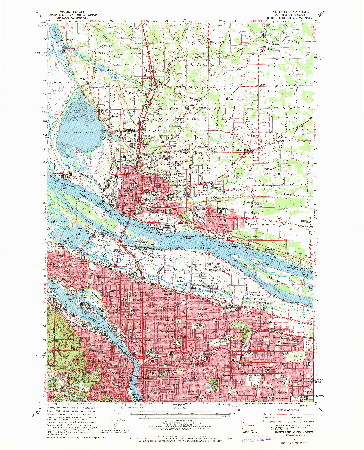 USGS 1:62500-SCALE QUADRANGLE FOR PORTLAND, OR 1961