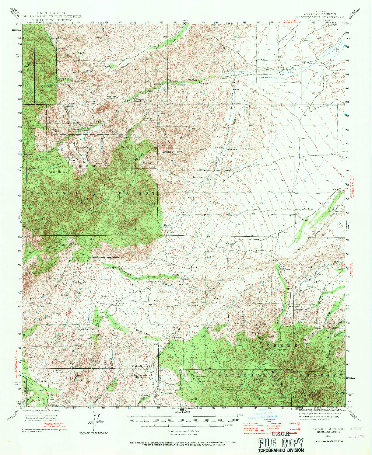 USGS 1:62500-SCALE QUADRANGLE FOR JACKSON MTN., AZ 1944