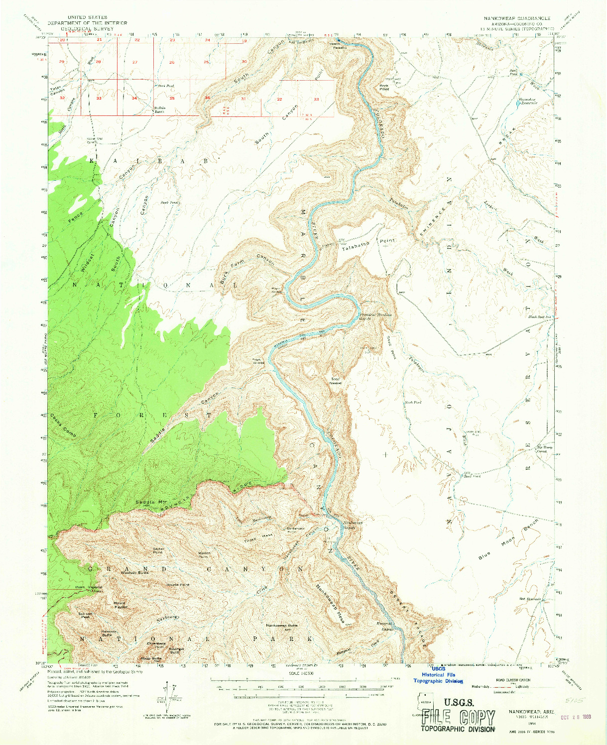 USGS 1:62500-SCALE QUADRANGLE FOR NANKOWEAP, AZ 1954