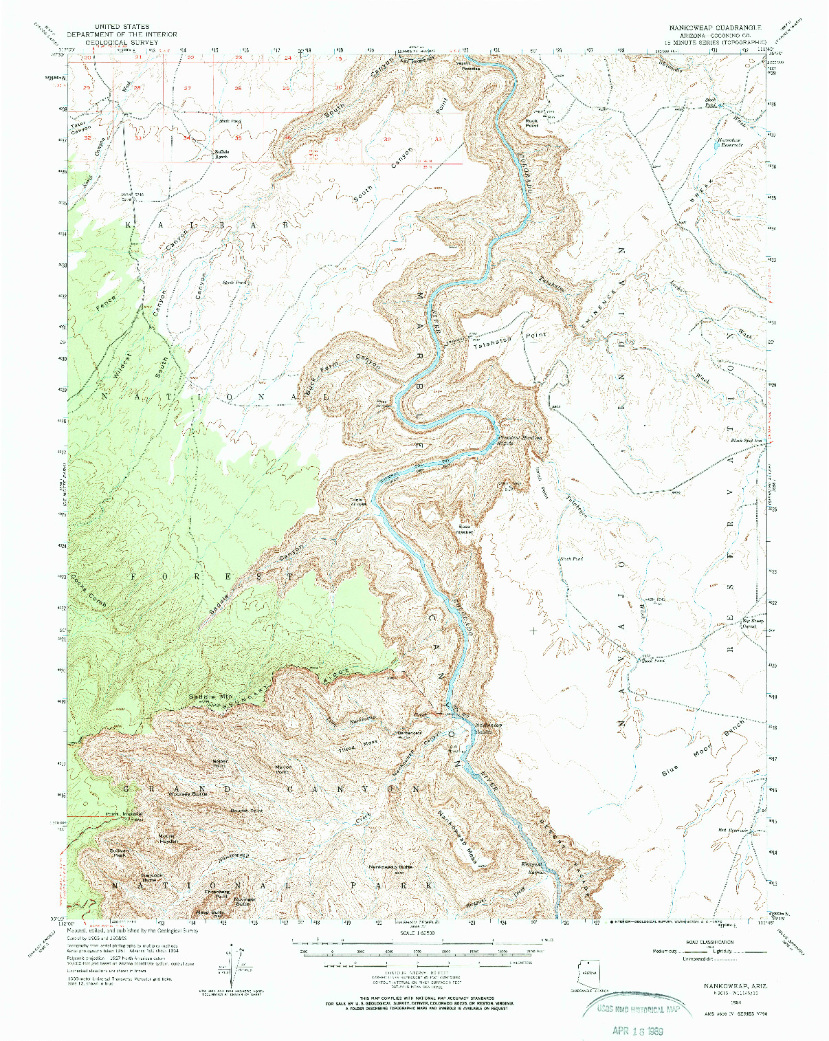 USGS 1:62500-SCALE QUADRANGLE FOR NANKOWEAP, AZ 1954