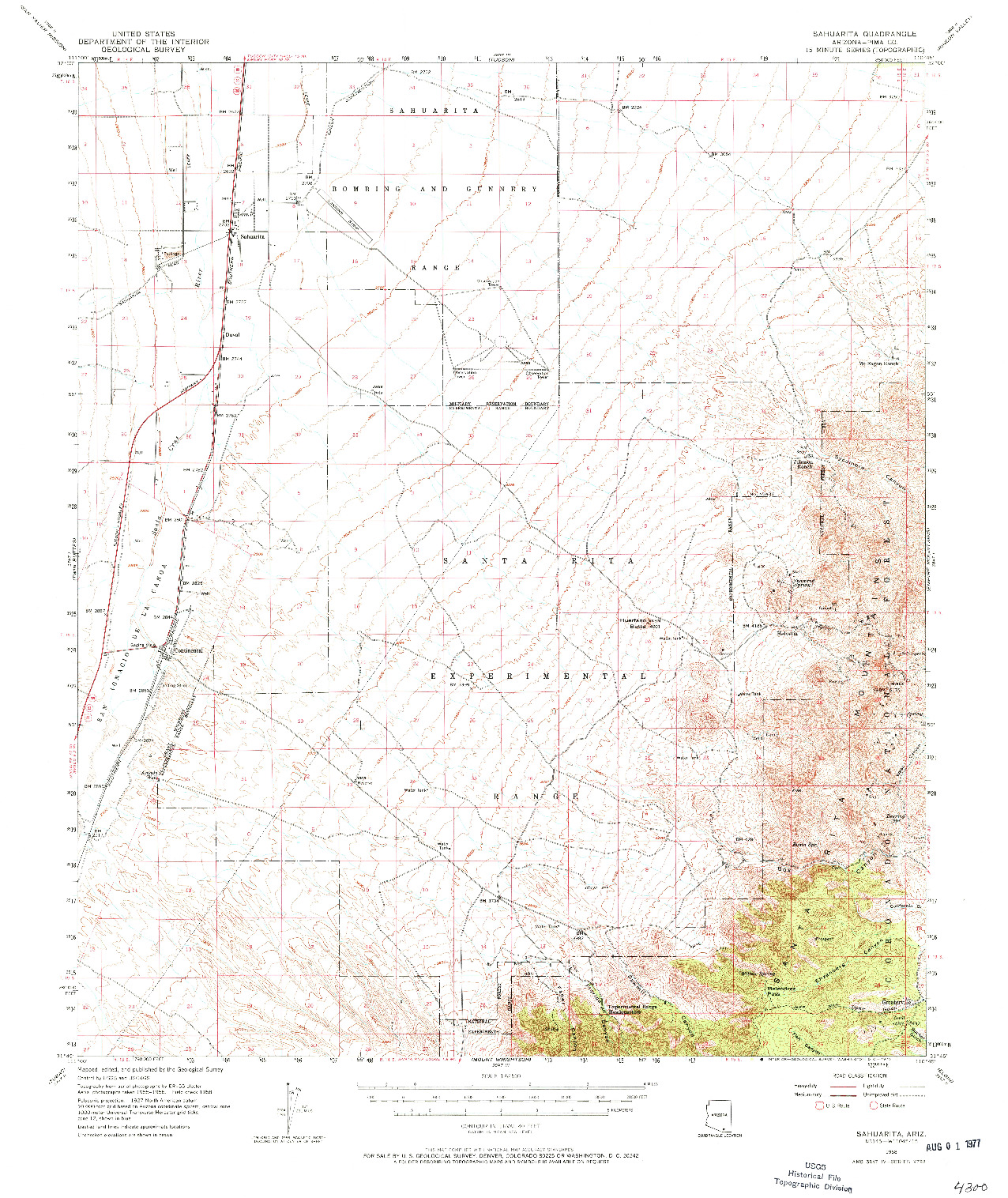 USGS 1:62500-SCALE QUADRANGLE FOR SAHUARITA, AZ 1958