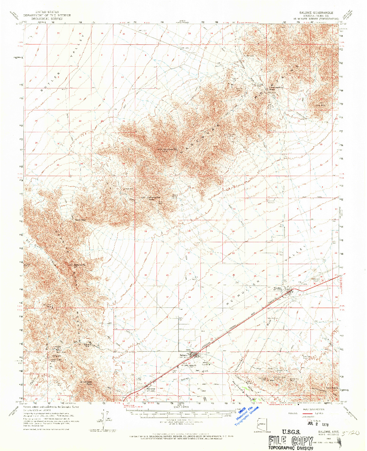 USGS 1:62500-SCALE QUADRANGLE FOR SALOME, AZ 1961