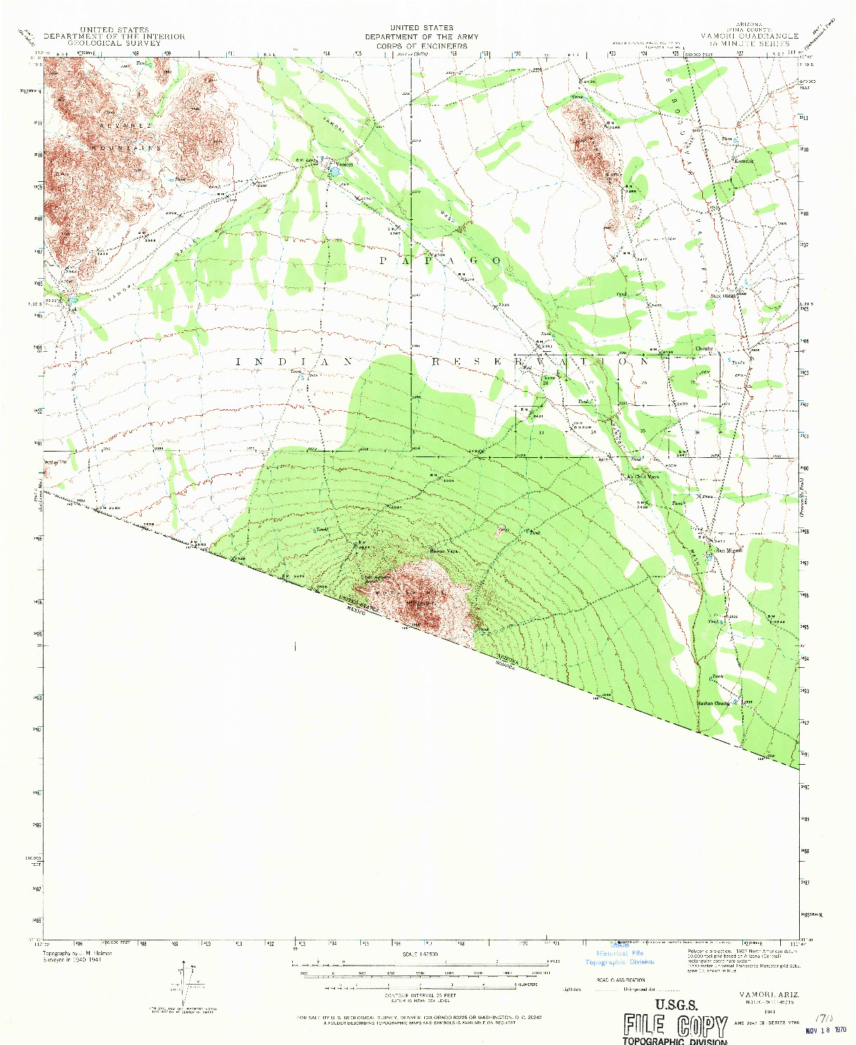 USGS 1:62500-SCALE QUADRANGLE FOR VAMORI, AZ 1941