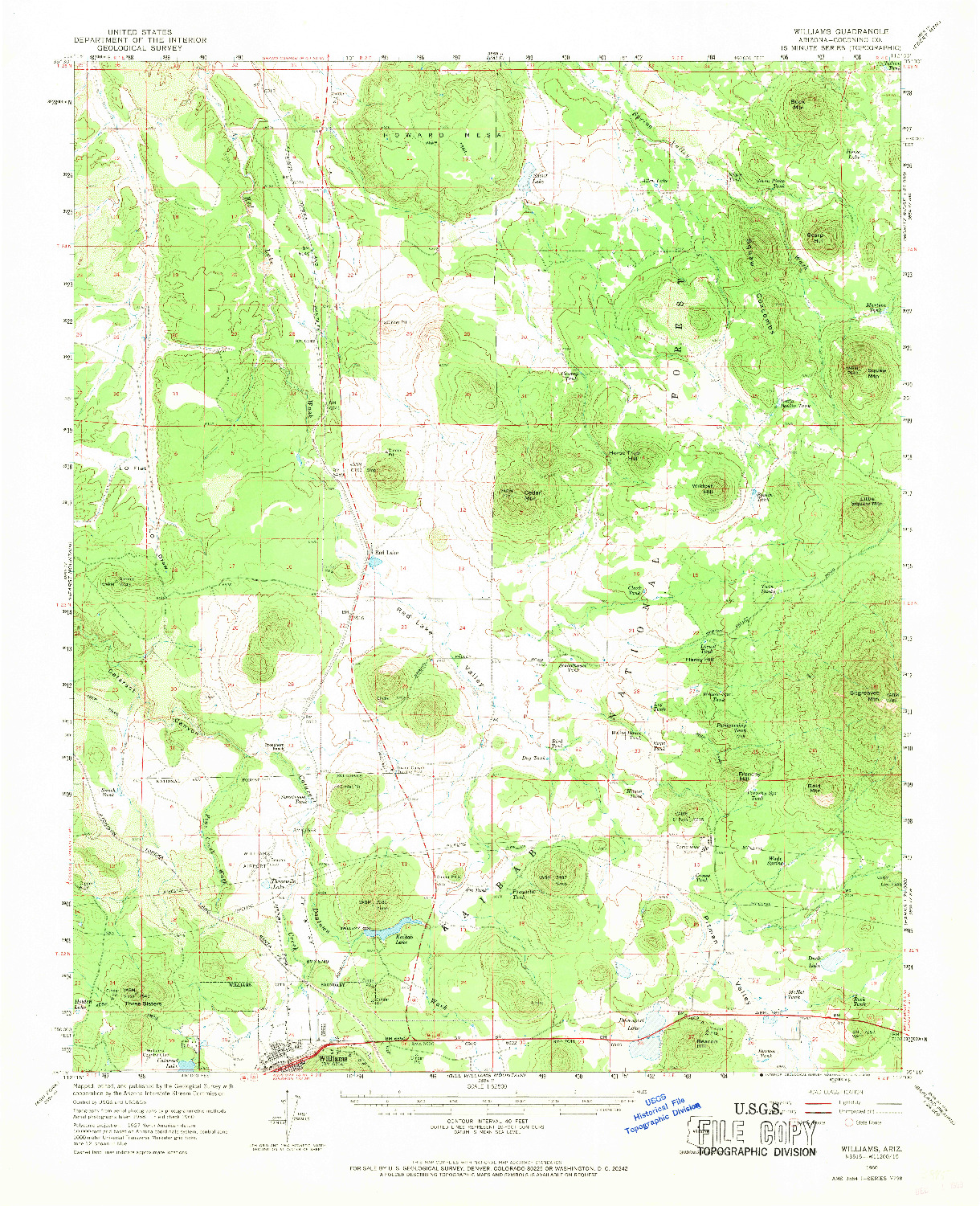 USGS 1:62500-SCALE QUADRANGLE FOR WILLIAMS, AZ 1960