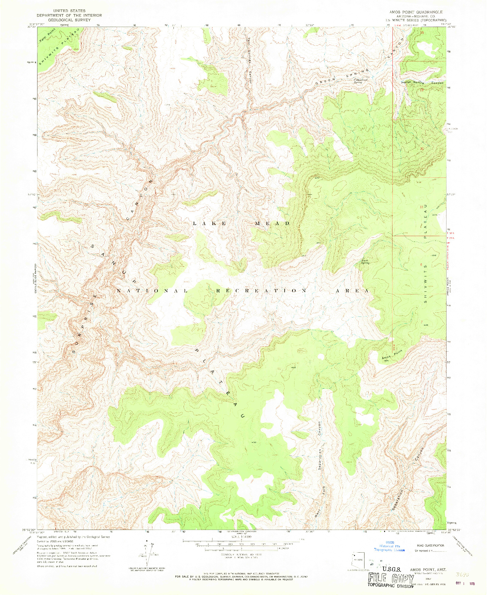 USGS 1:24000-SCALE QUADRANGLE FOR AMOS POINT, AZ 1967