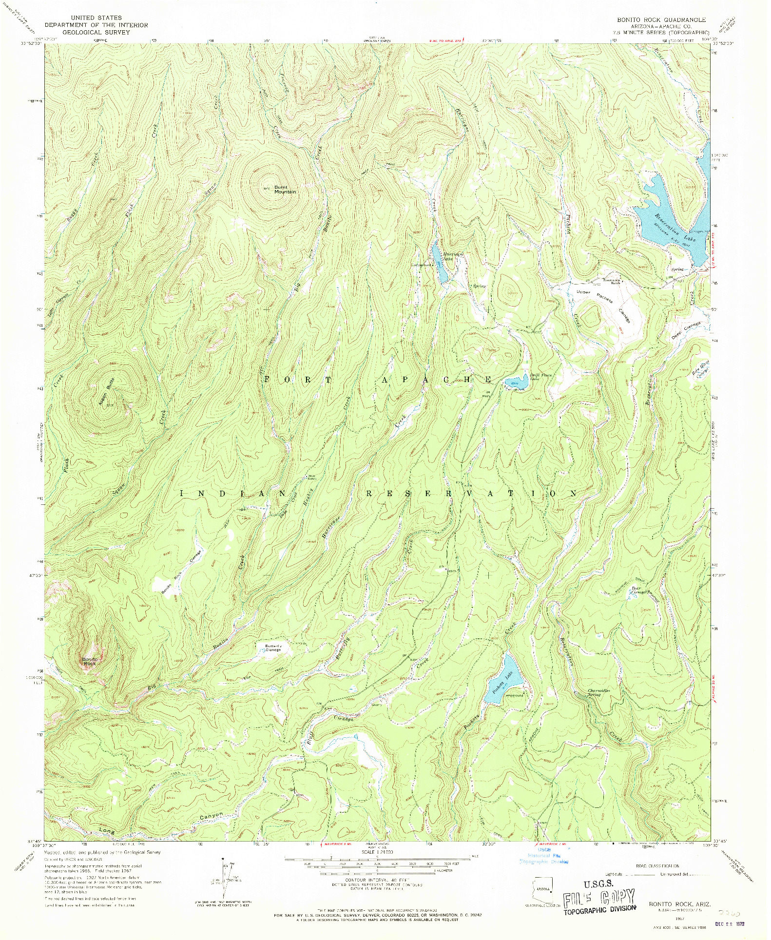 USGS 1:24000-SCALE QUADRANGLE FOR BONITO ROCK, AZ 1967