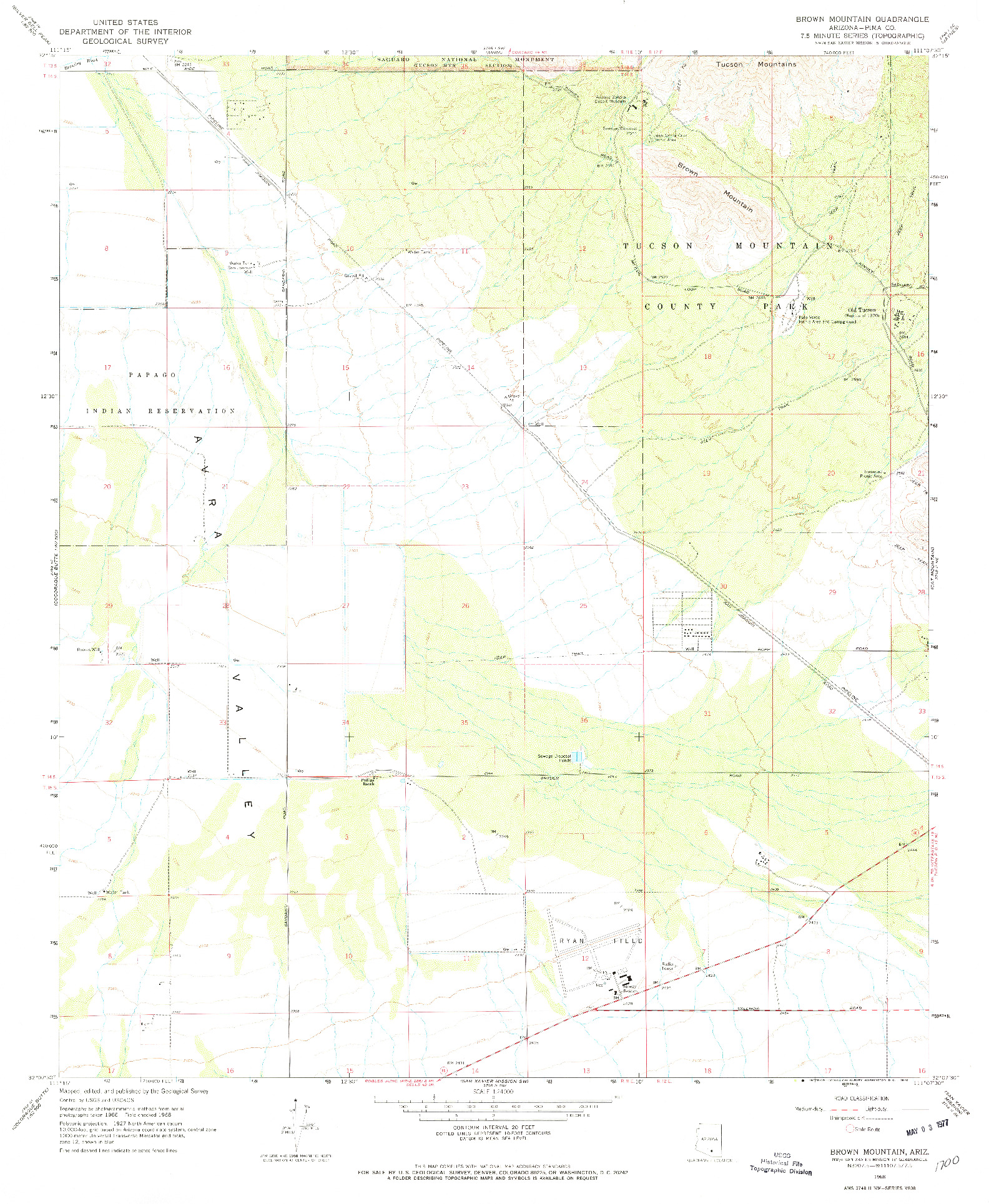 USGS 1:24000-SCALE QUADRANGLE FOR BROWN MOUNTAIN, AZ 1968