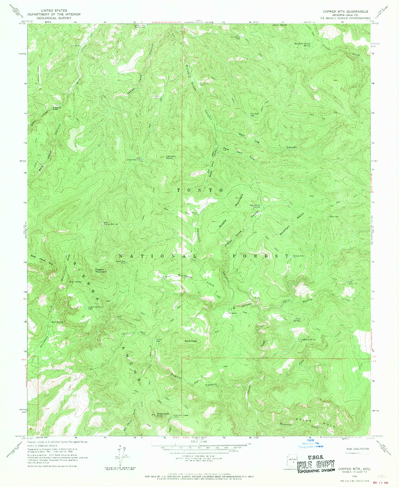 USGS 1:24000-SCALE QUADRANGLE FOR COPPER MTN, AZ 1964